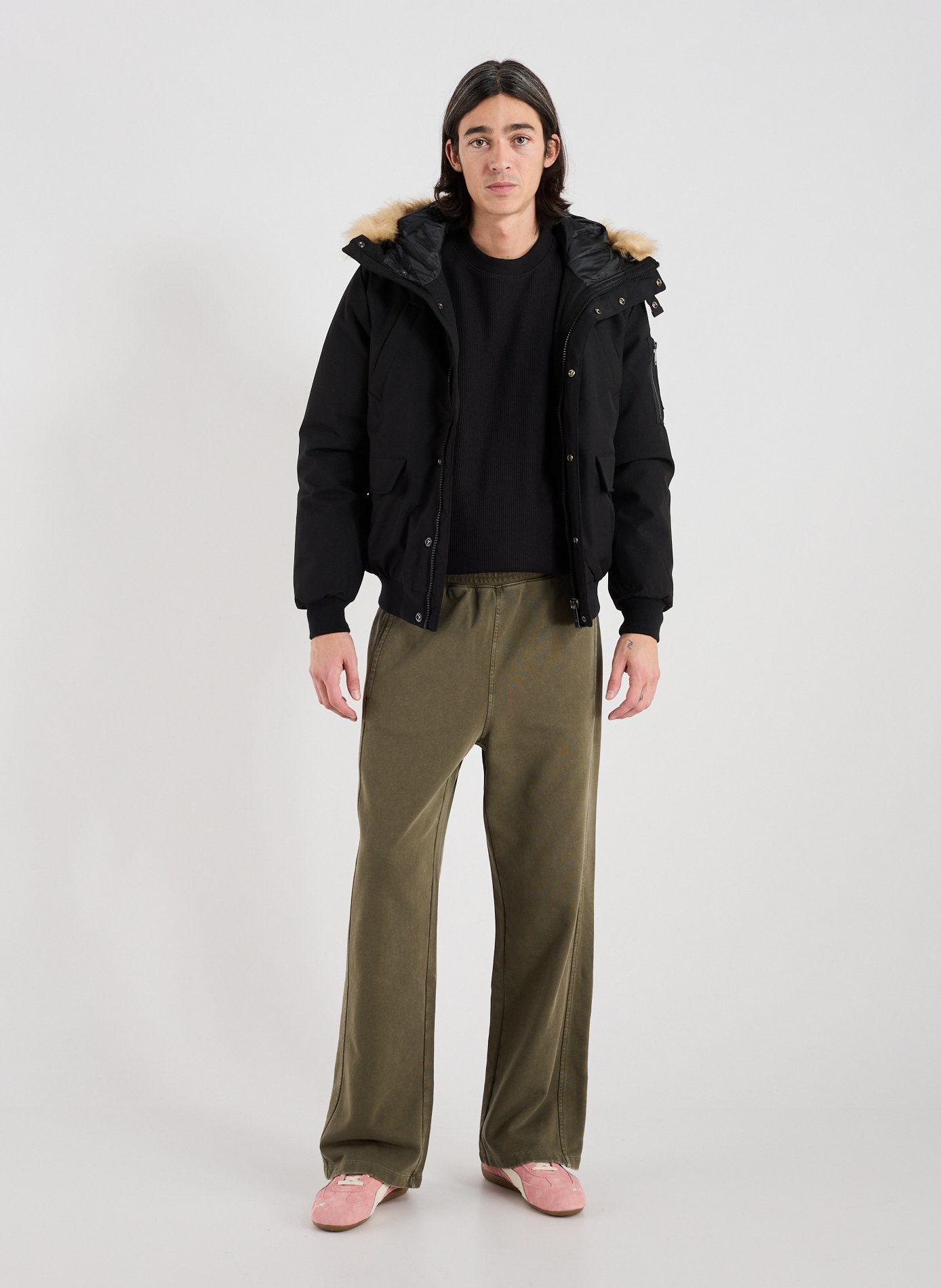 Manteau à capuche amovible SCHOTT Noir