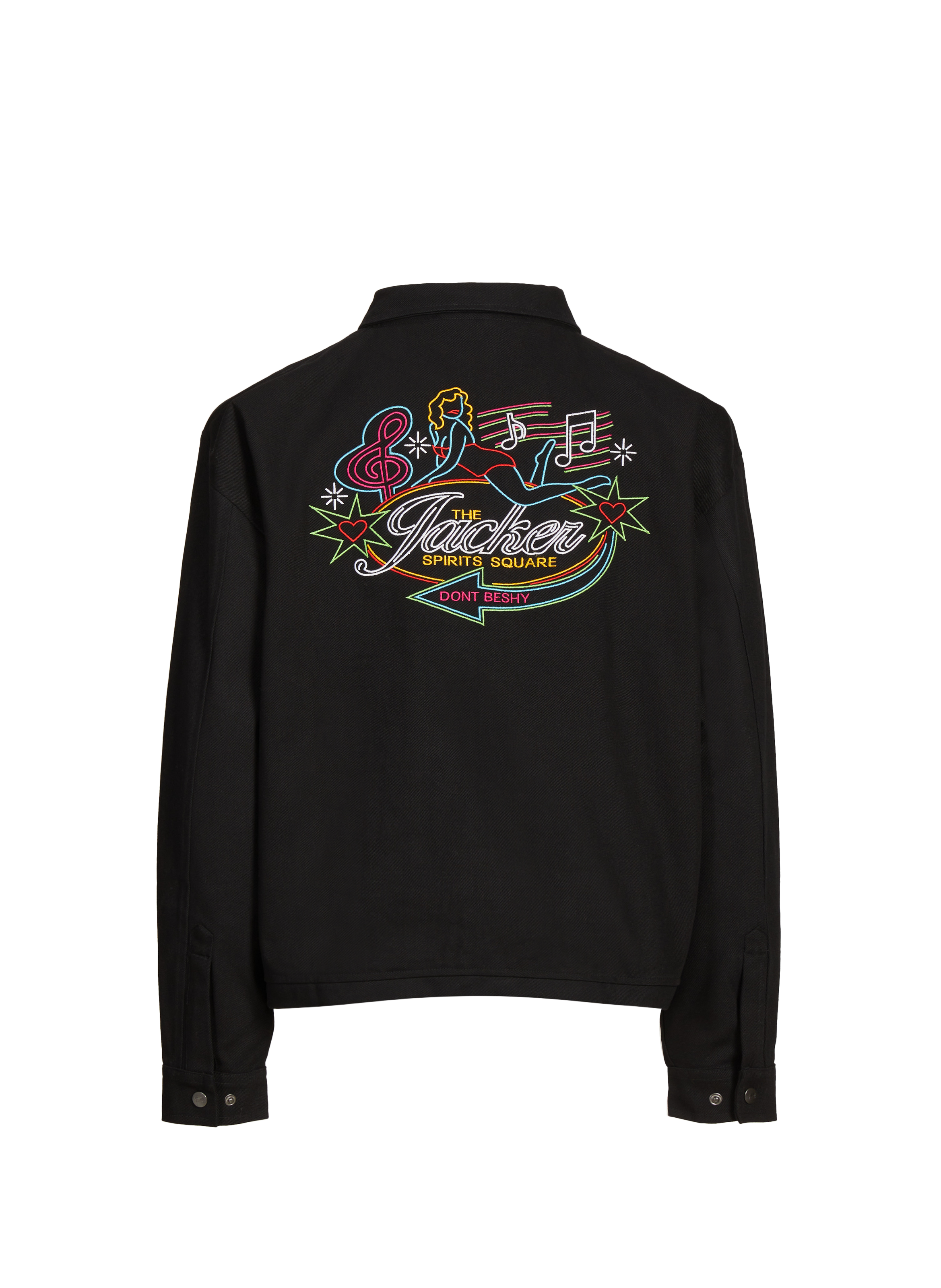 Veste ample brodée en coton mélangé JACKER. Noir