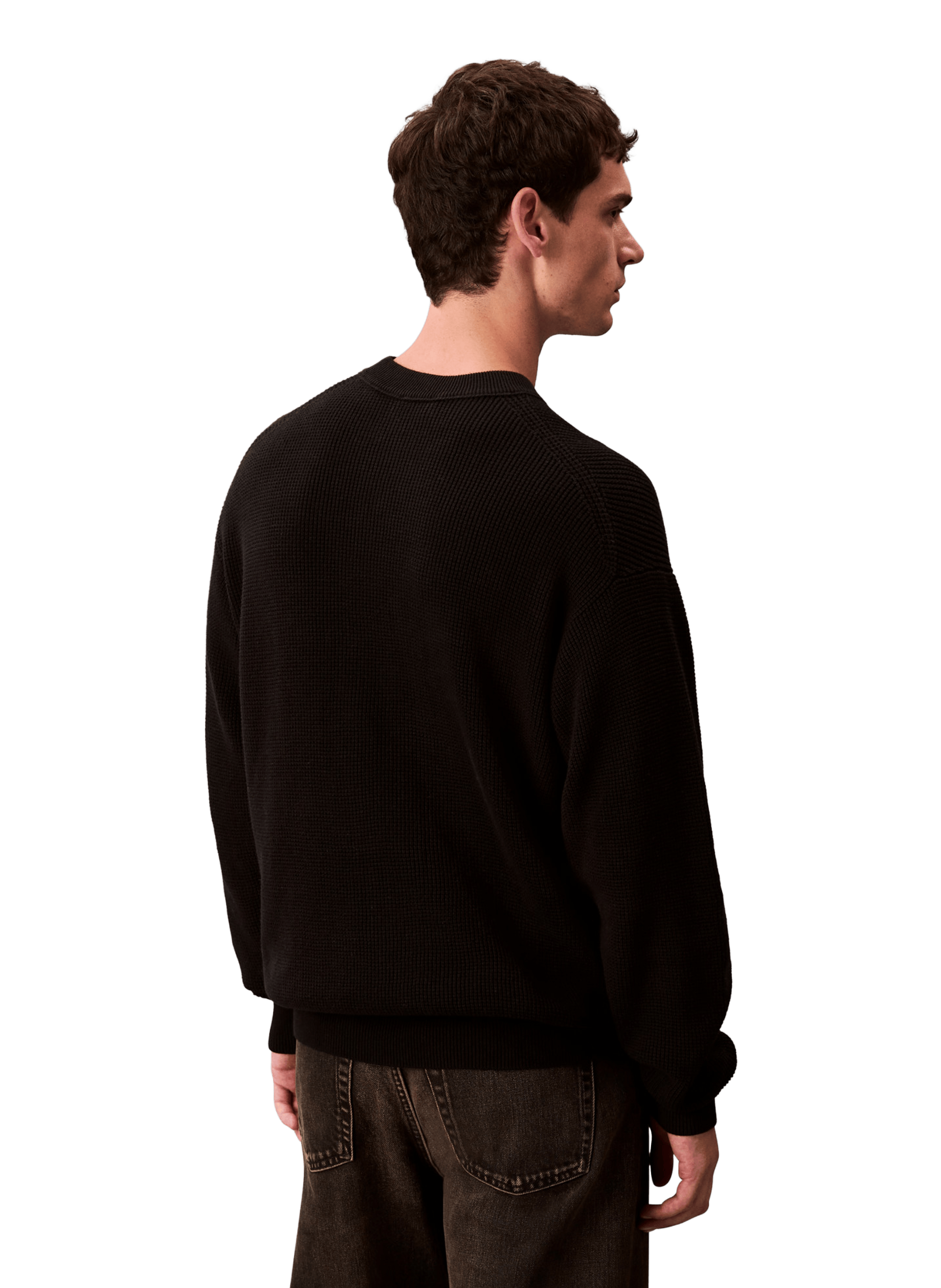 Straight round neck cotton sweater CALVIN KLEIN Black