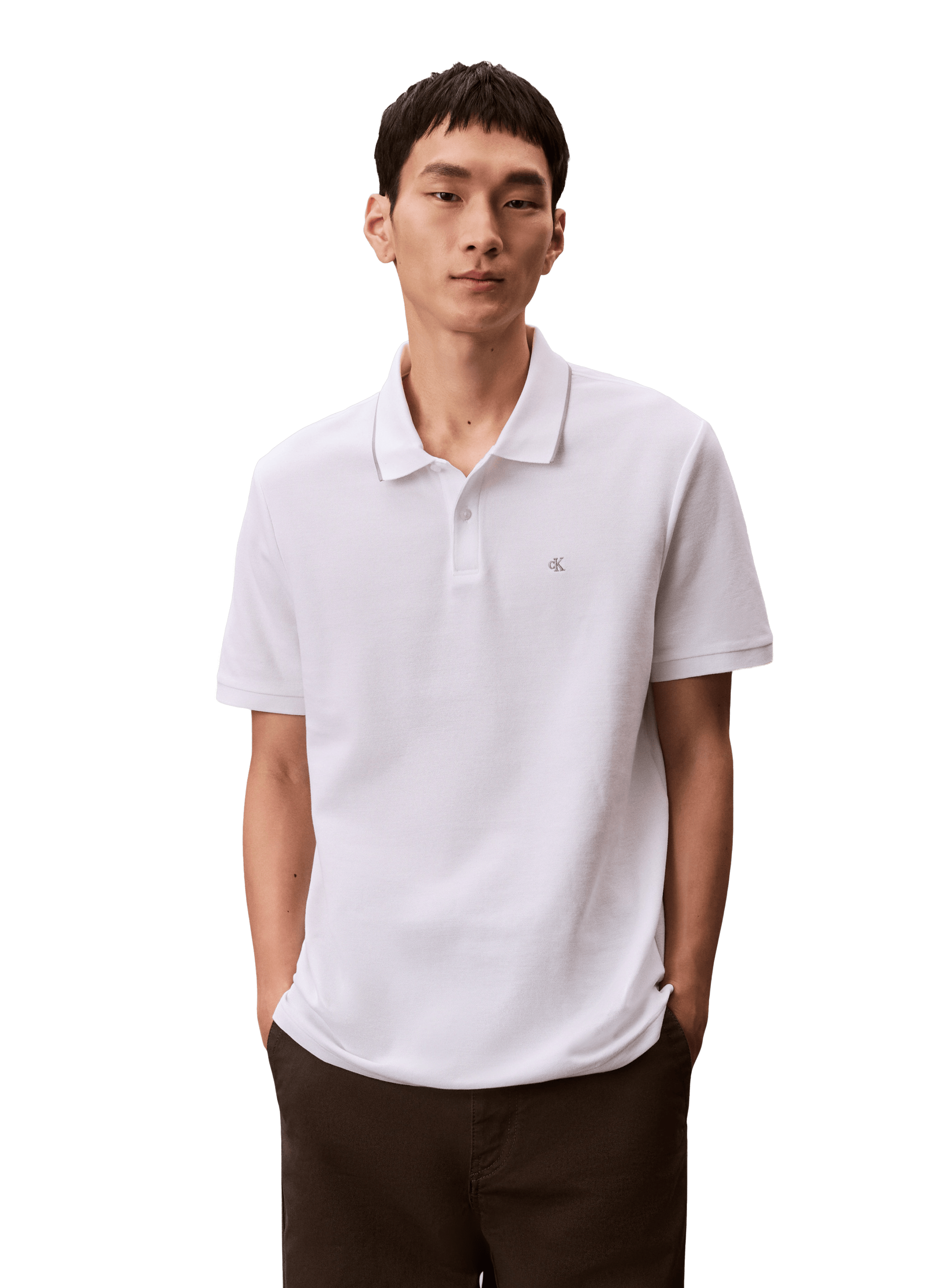 Short-sleeved cotton polo shirt CALVIN KLEIN White