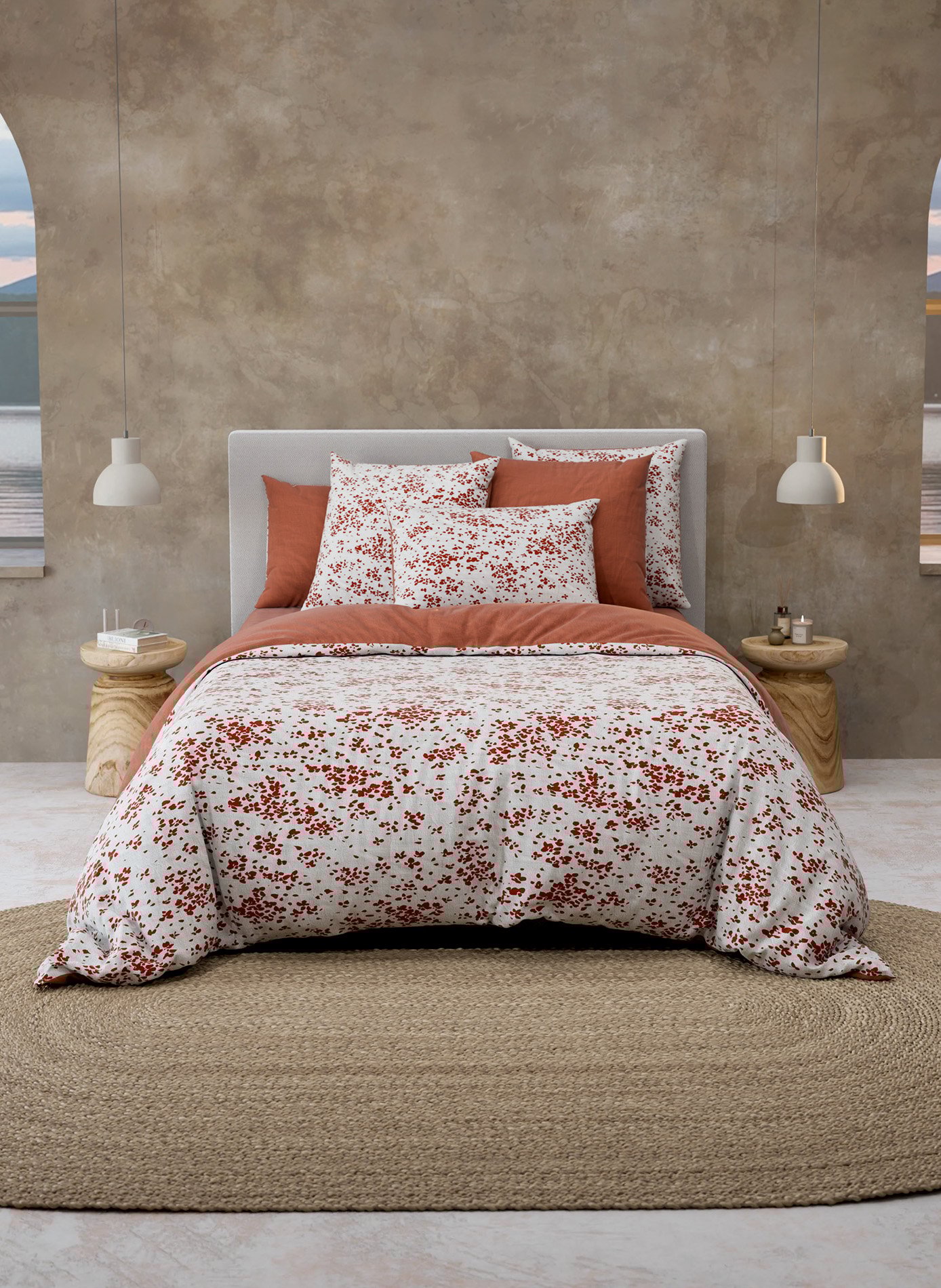 Pack housse de couette + taie(s) d'oreiller lodge ANNE DE SOLENE Rouge