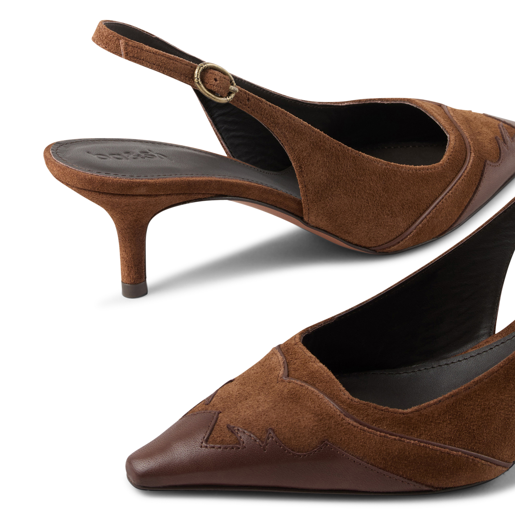 Escarpins pointus à talons en cuir casta BA&SH Marron