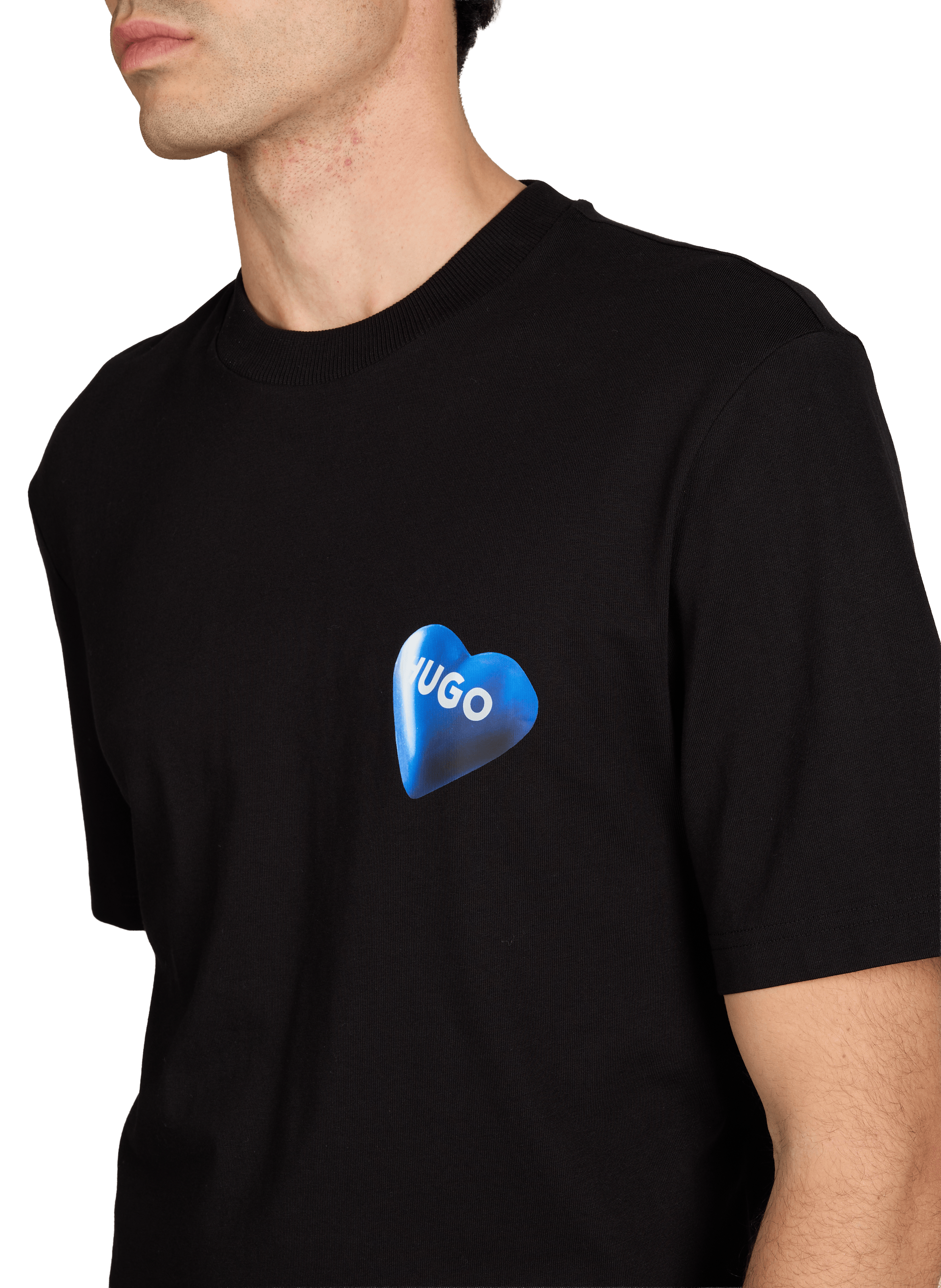 Cotton Logo T-shirt HUGO BLUE Black
