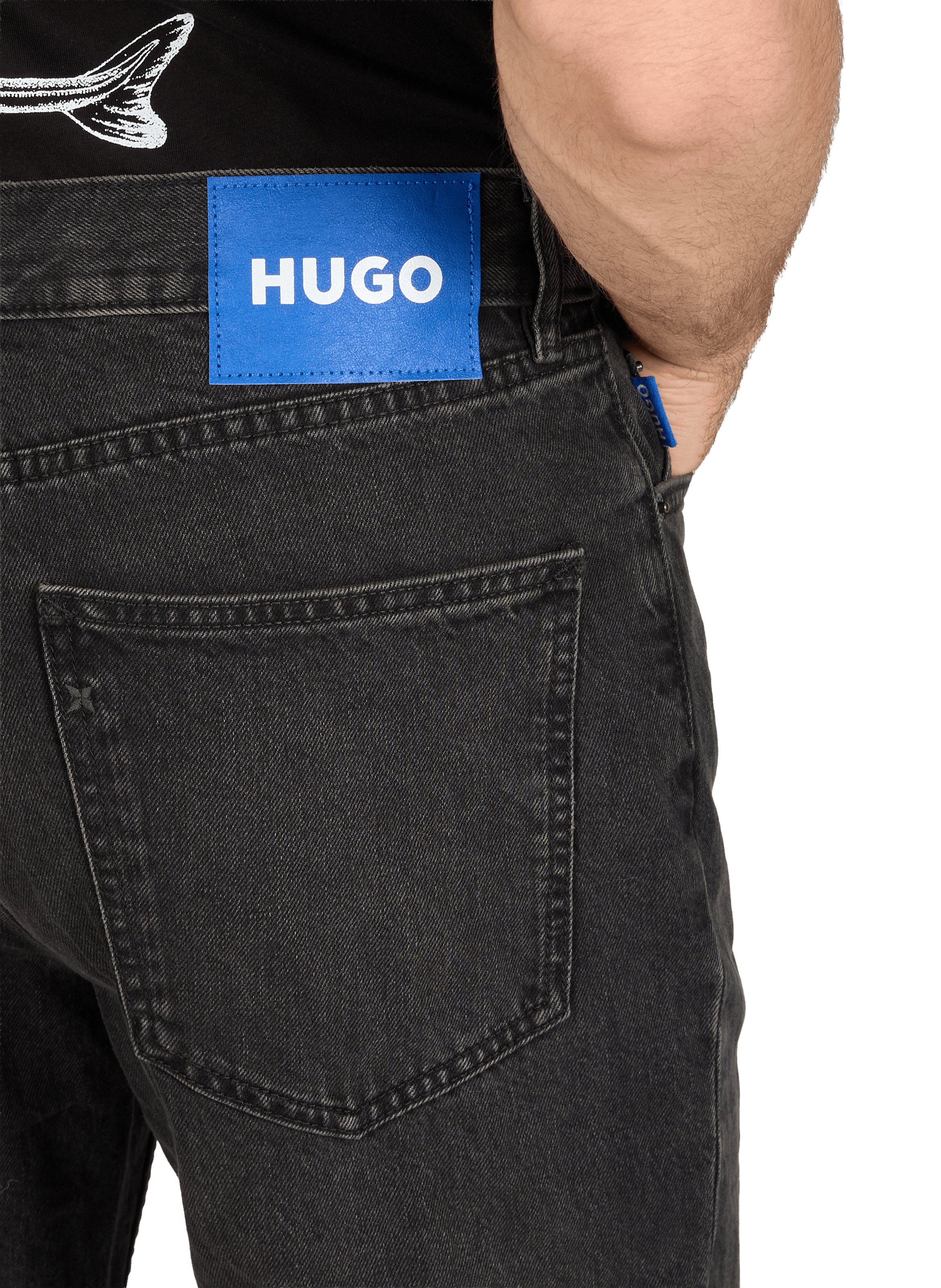 Jean droit en coton  HUGO BLUE Noir