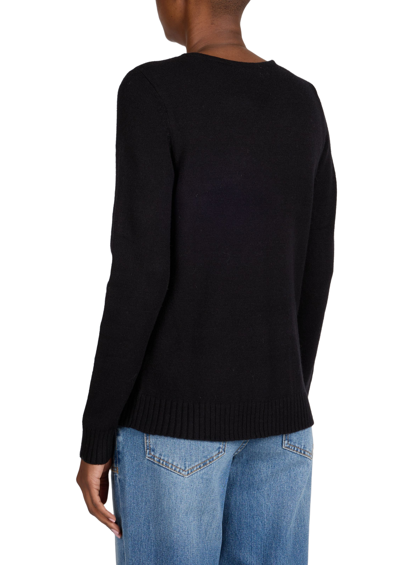 Ribbed V-neck sweater VILA Black
