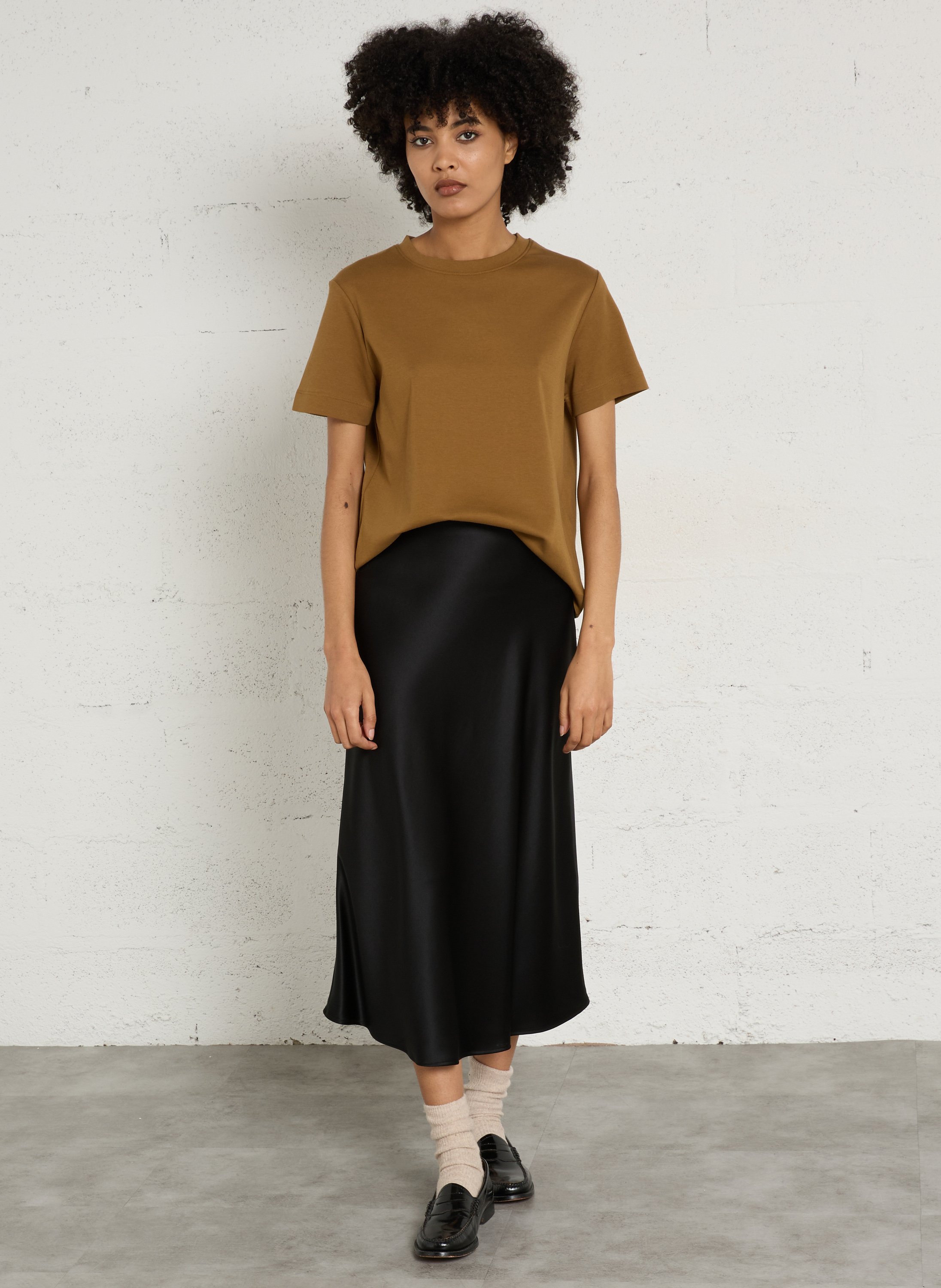 Jupe midi satinée odile MAISON 123 Noir