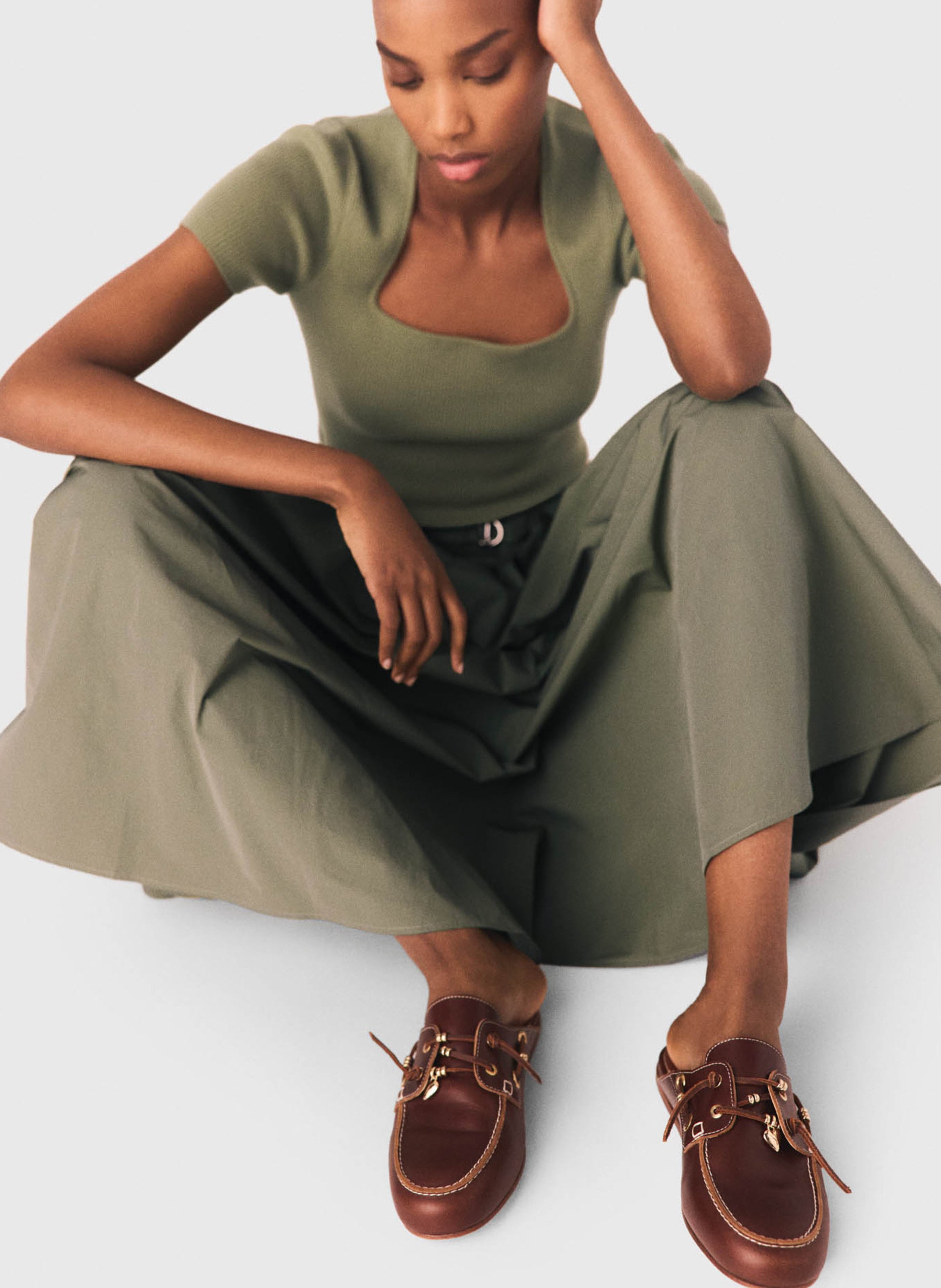 Mules plates en cuir MAJE Marron