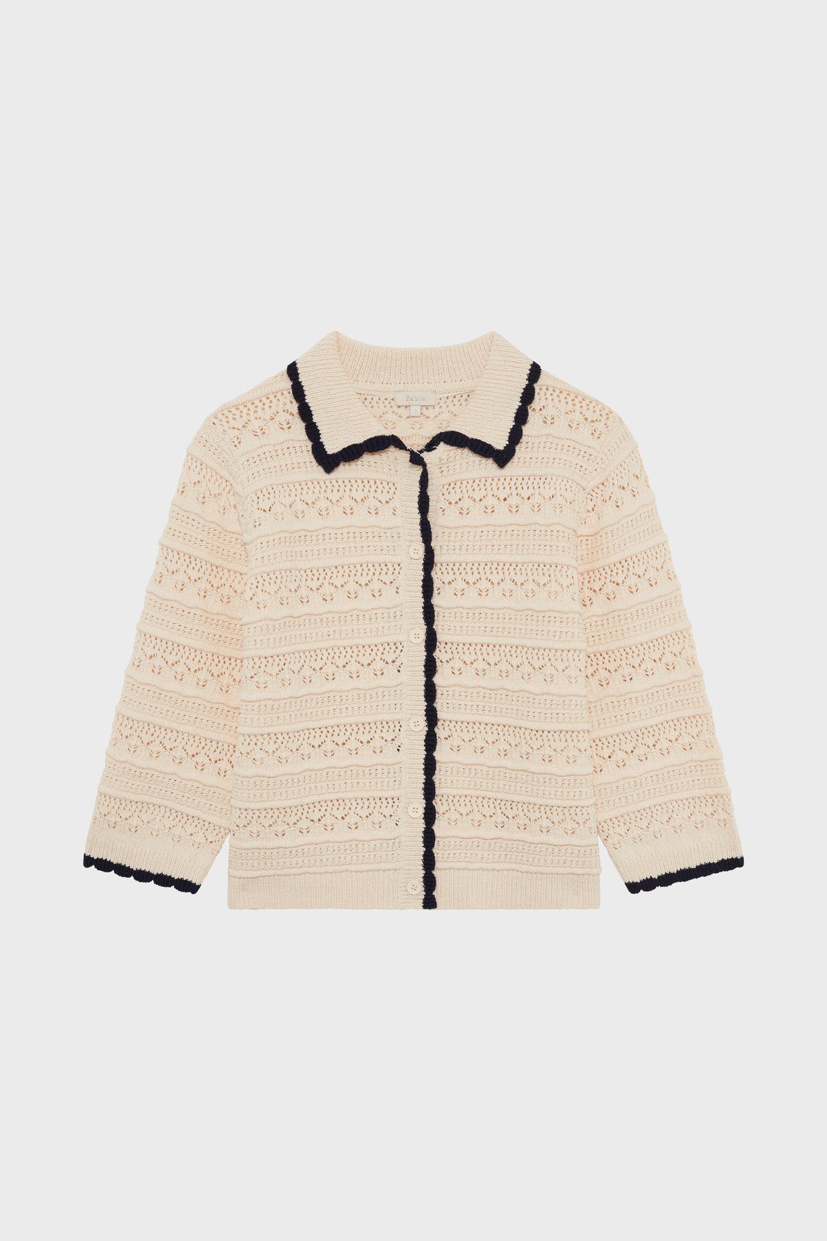 Gilet en crochet à col polo contrasté - lysa PABLO Beige