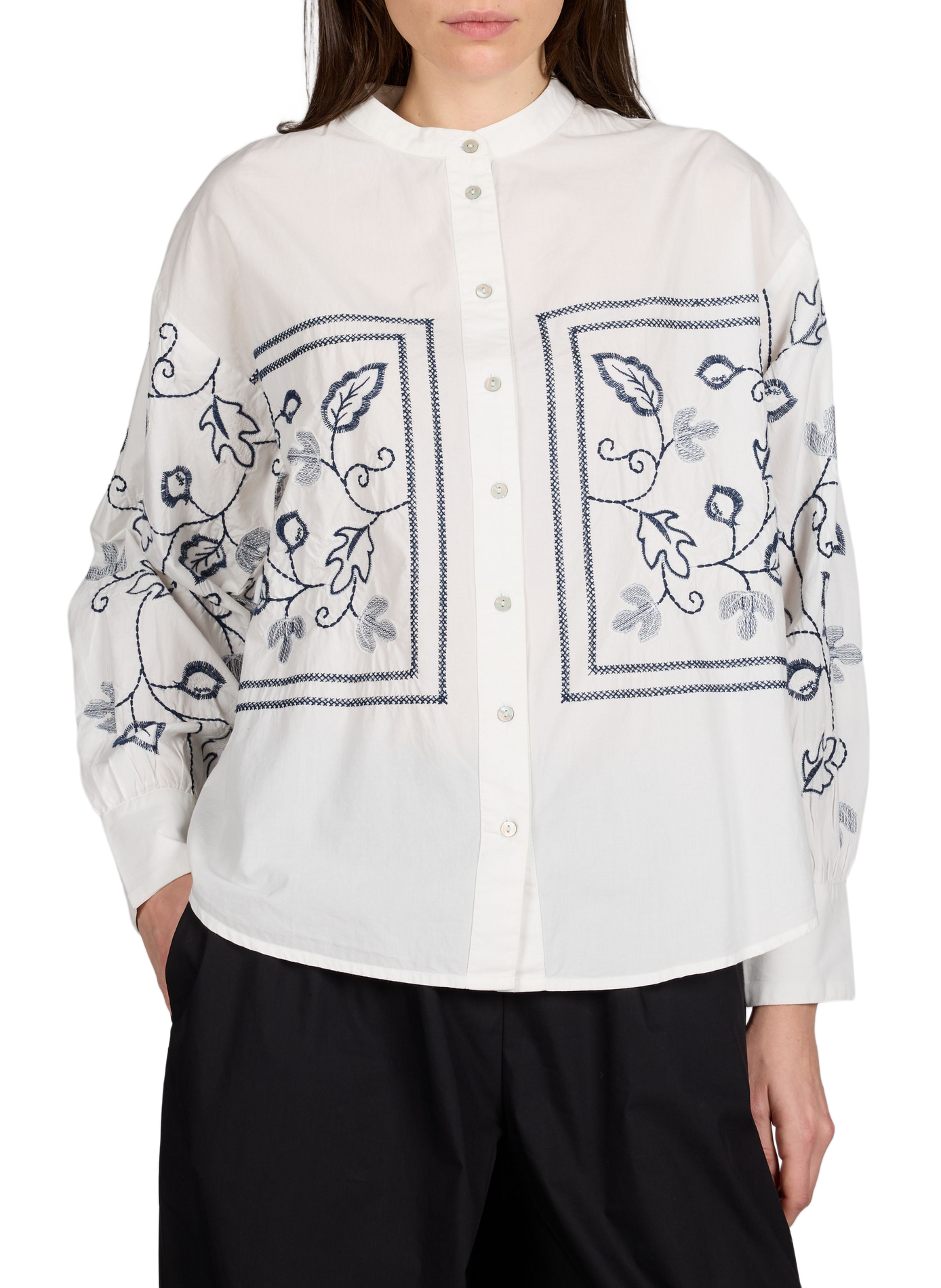 Chemise à broderie en coton  VILA Beige