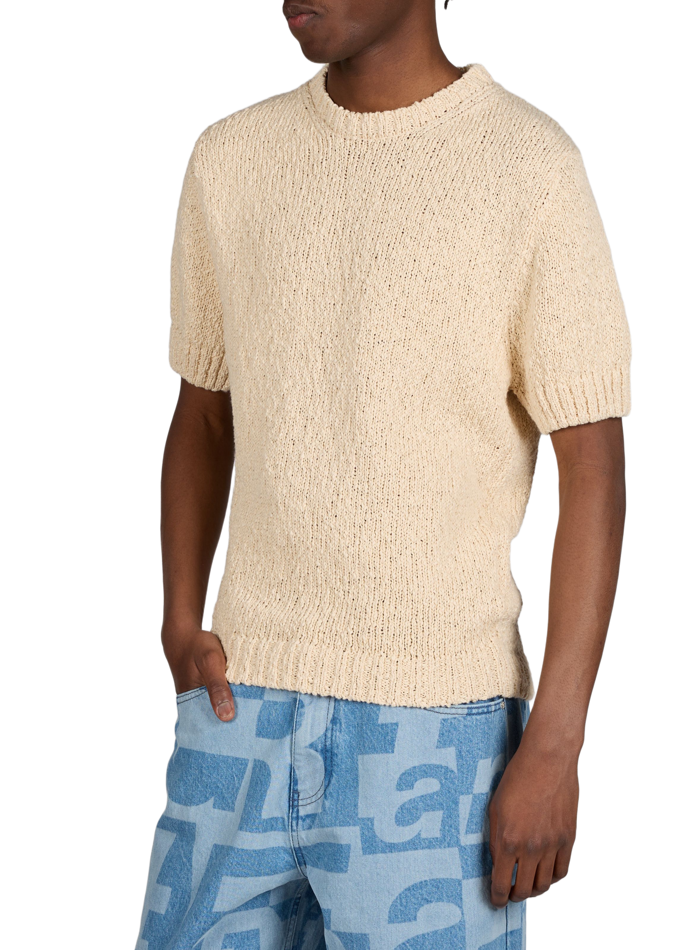 Short-sleeved cotton knit sweater ARTE ANTWERP Beige