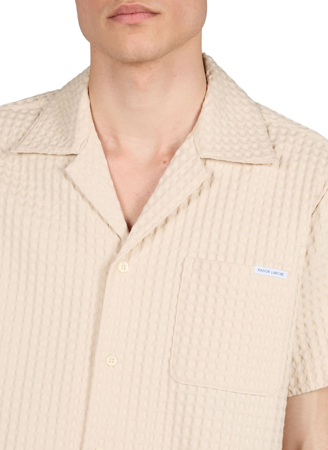 Chemise Germain gaufrée en coton MAISON LABICHE Beige