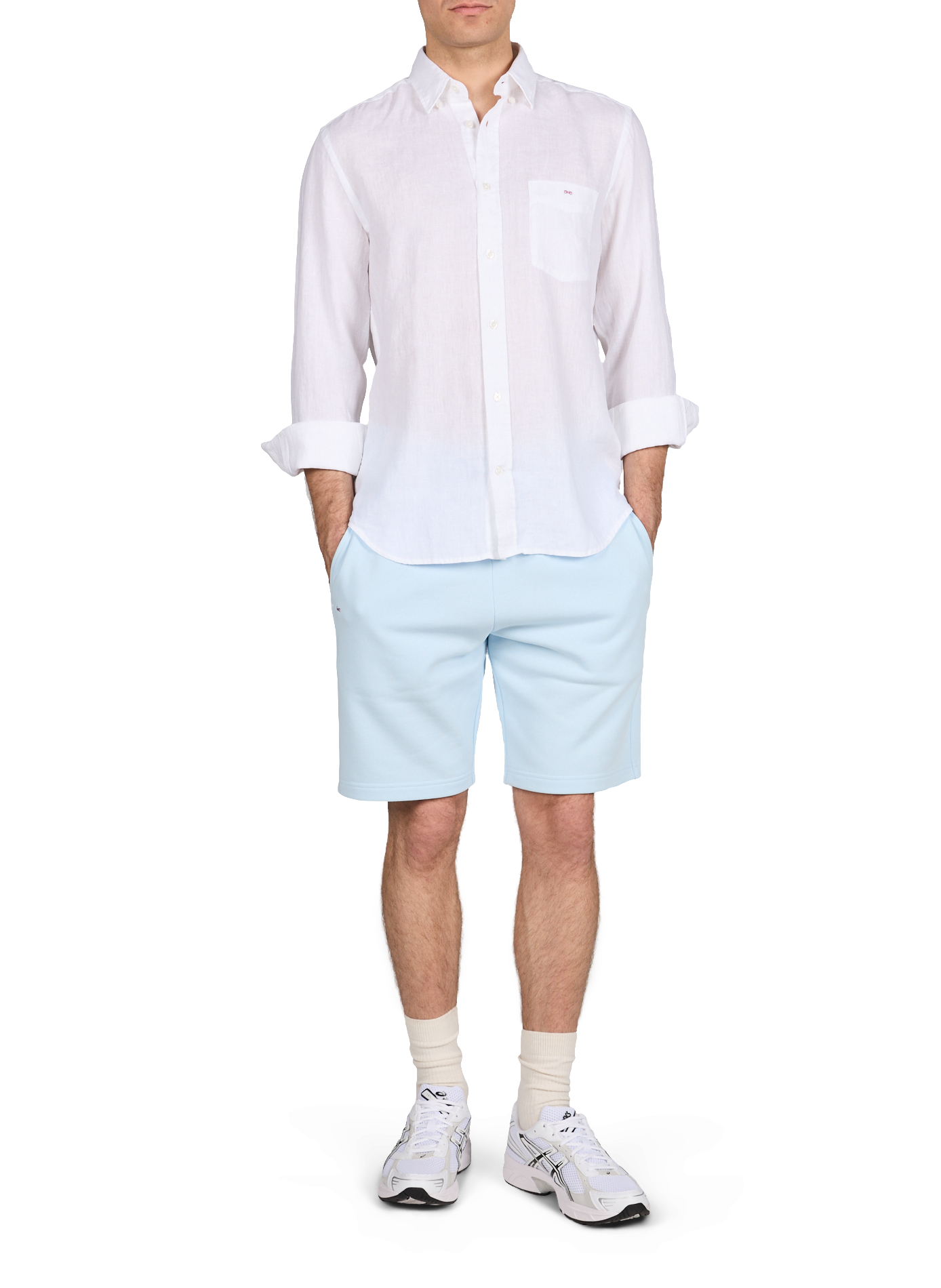 Chemise droite à logo en lin EDEN PARK Blanc