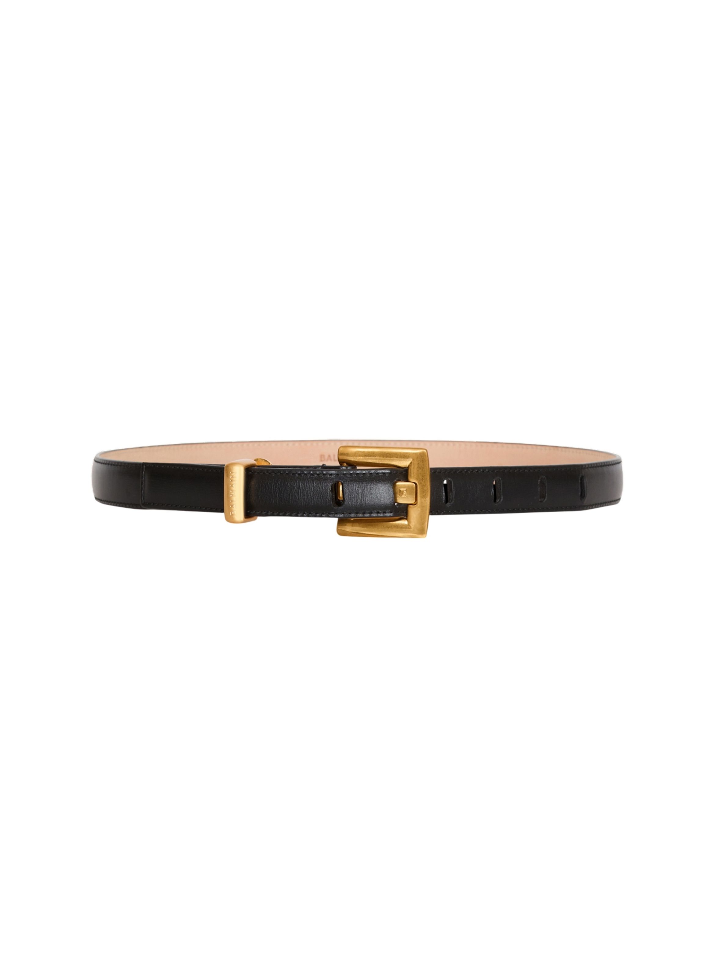 Ceinture anthem en cuir lisse BALMAIN Noir