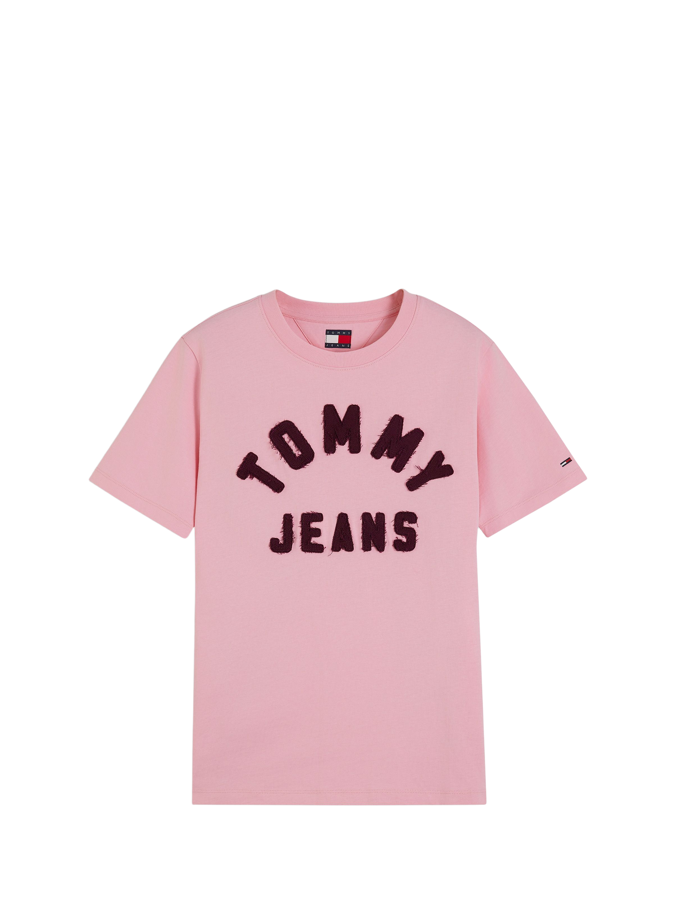 Bedrucktes gerades Baumwoll-T-Shirt TOMMY HILFIGER Rosa