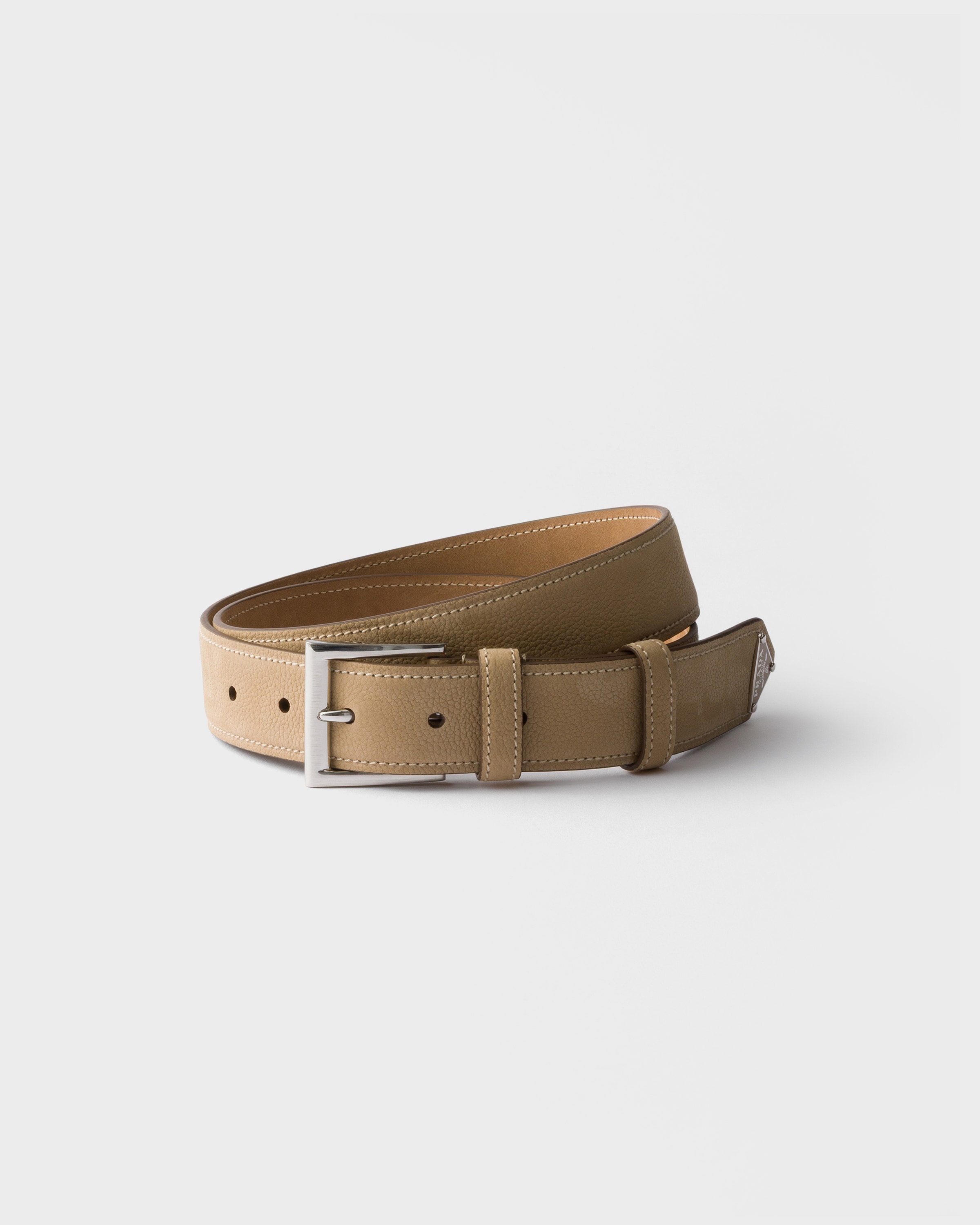 Ceinture en cuir nubuck PRADA Beige