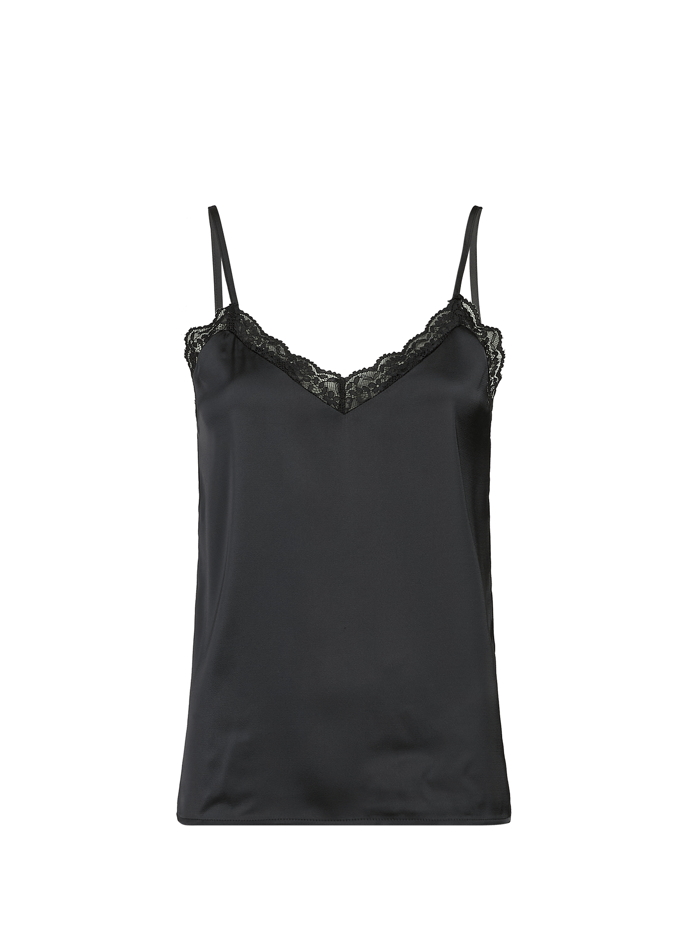 Top satin camisole with lace trim VILA Black