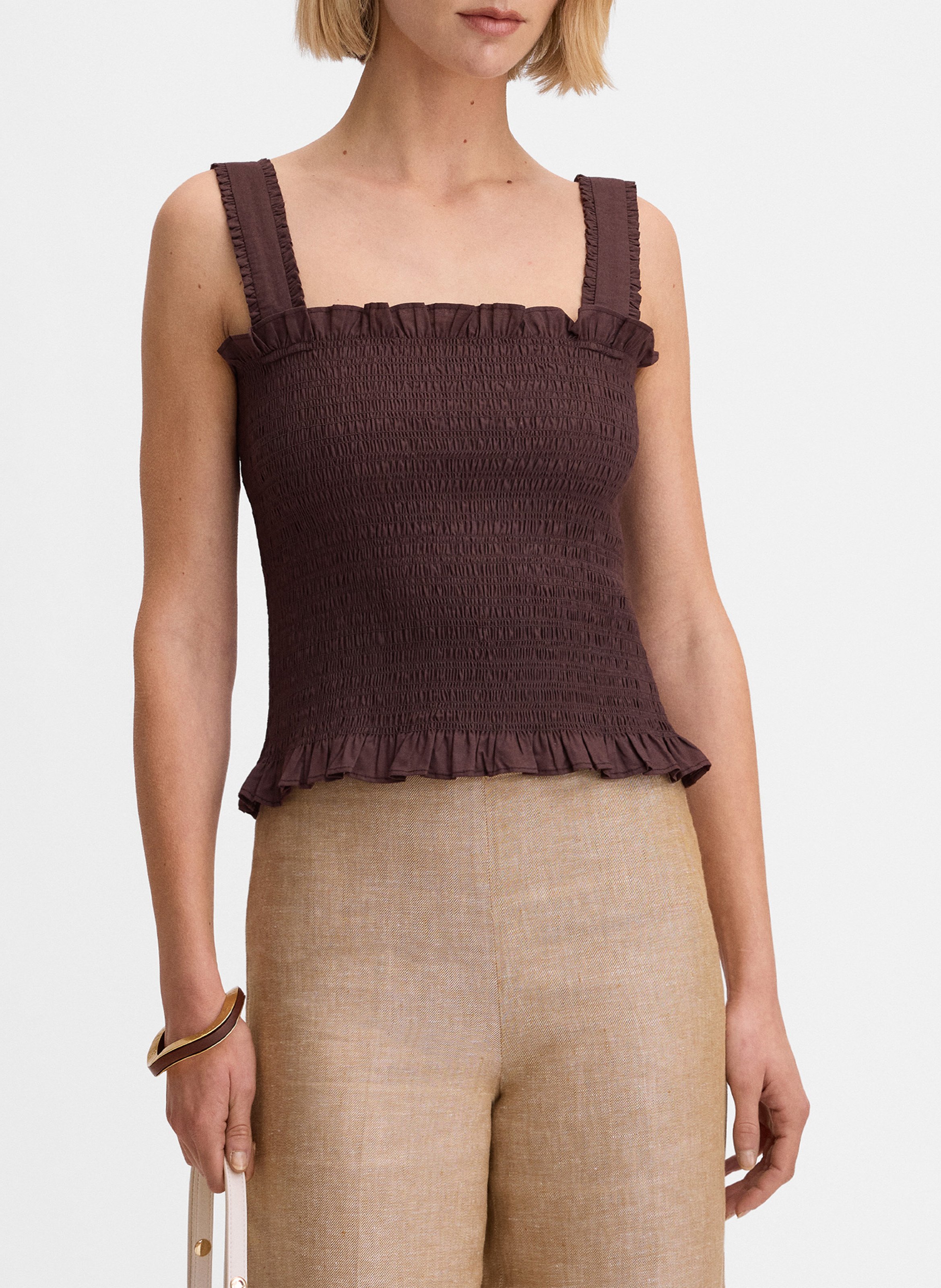 Top droit en coton summum SIMORRA Marron