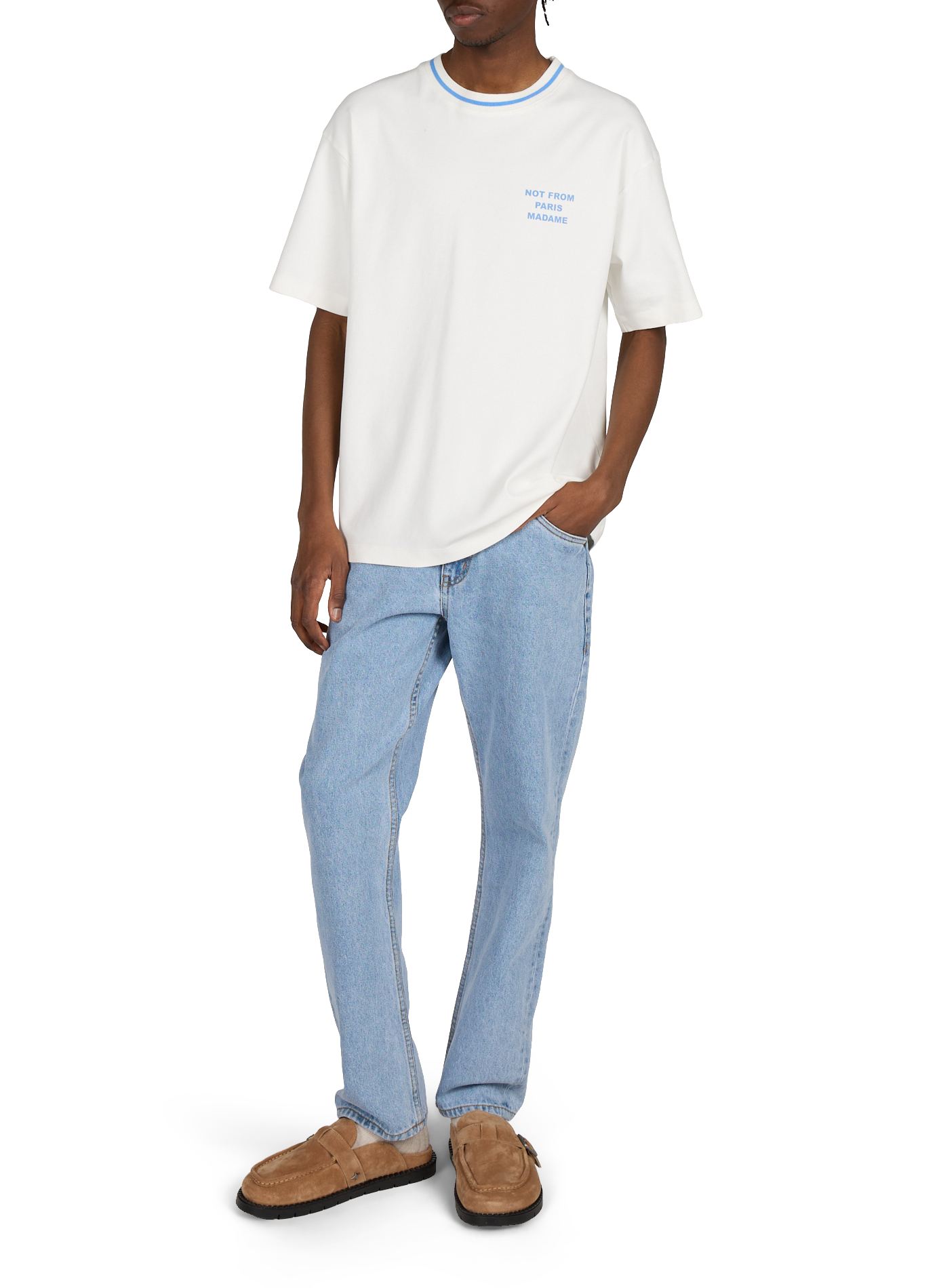 Round neck cotton t-shirt DROLE DE MONSIEUR White
