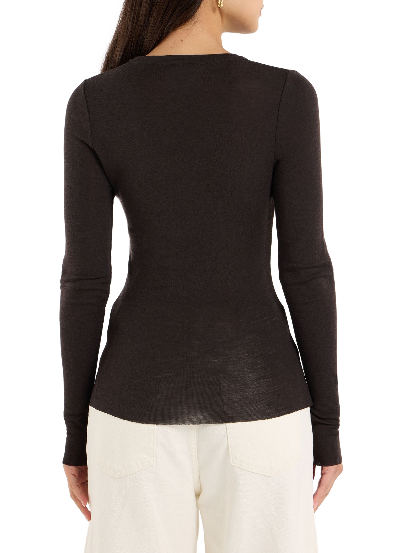 Einfarbiges Wollpullover mit Rundhalsausschnitt SAISON 1865 Braun