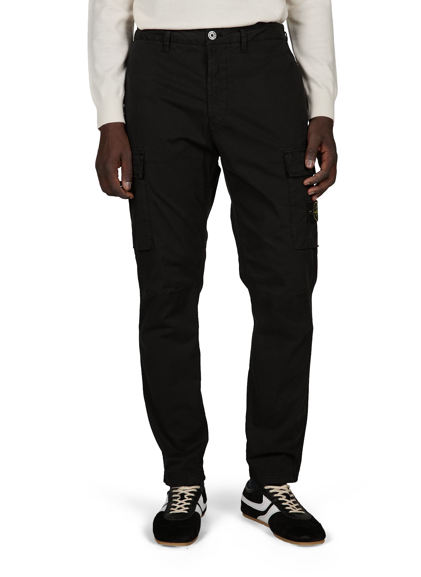 Pantalon cargo fuselé en coton mélangé STONE ISLAND Noir