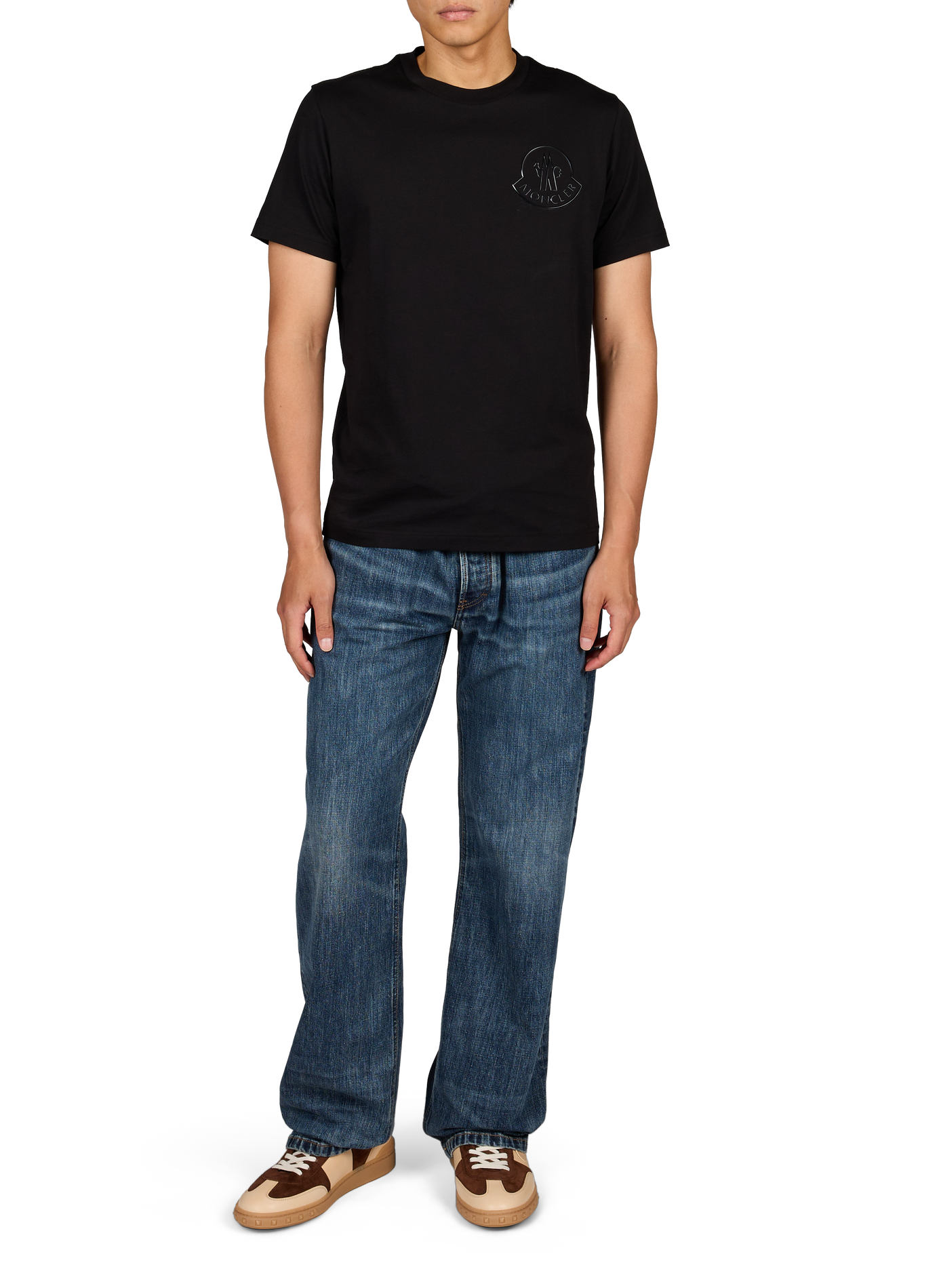 Round-neck T-shirt with cotton logo MONCLER Black