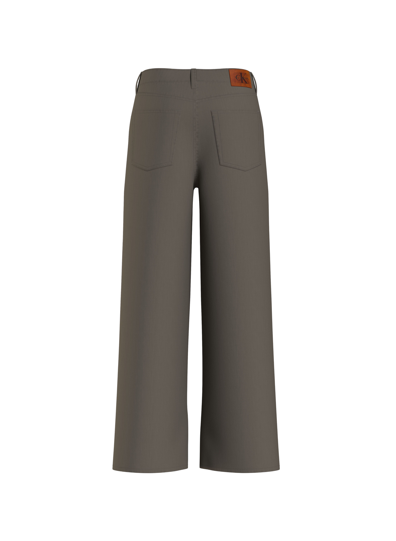 Einfarbige gerade Baumwollhose. CALVIN KLEIN Khaki