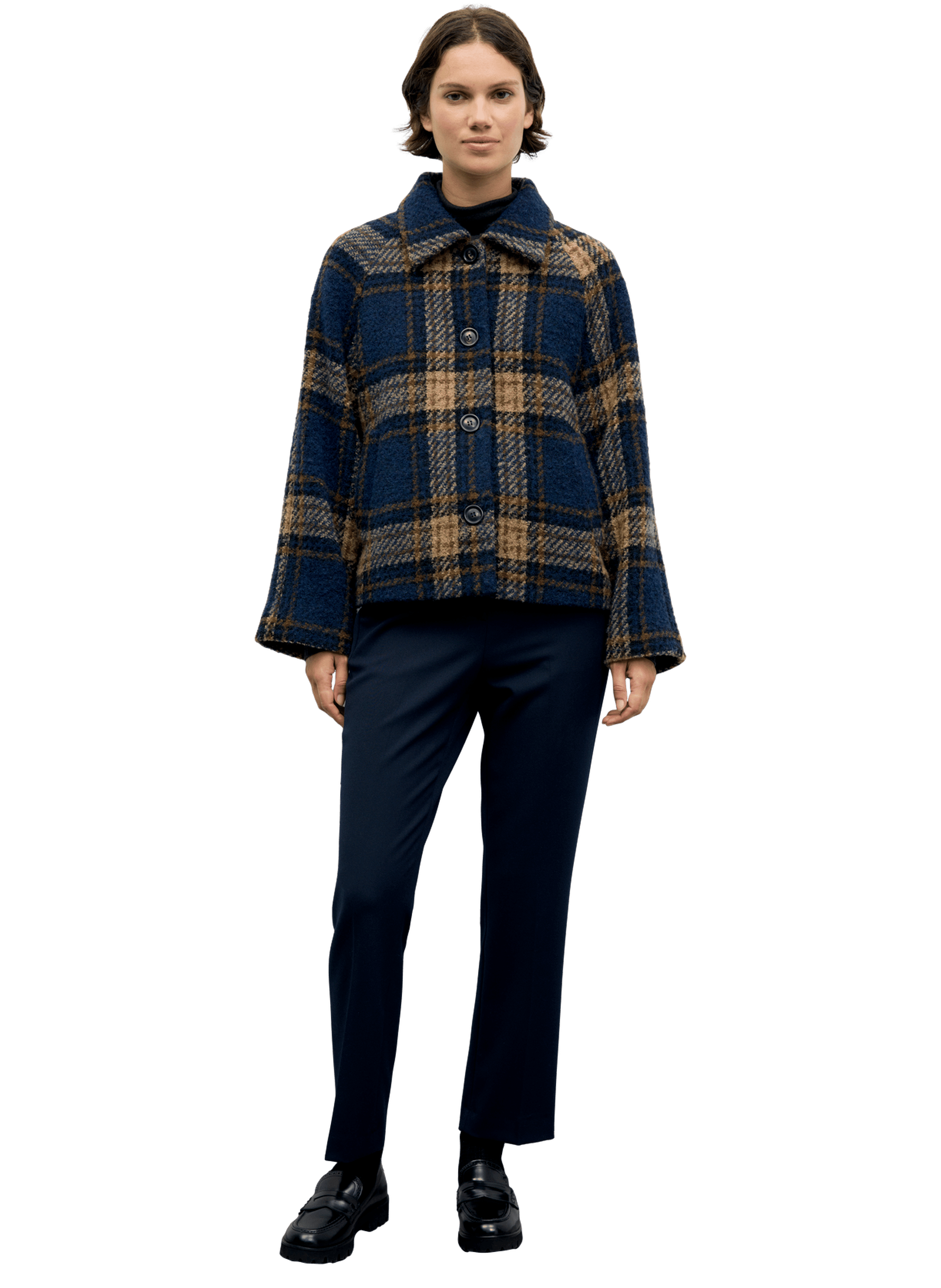 Manteau court à carreaux - almy GERARD DAREL Bleu