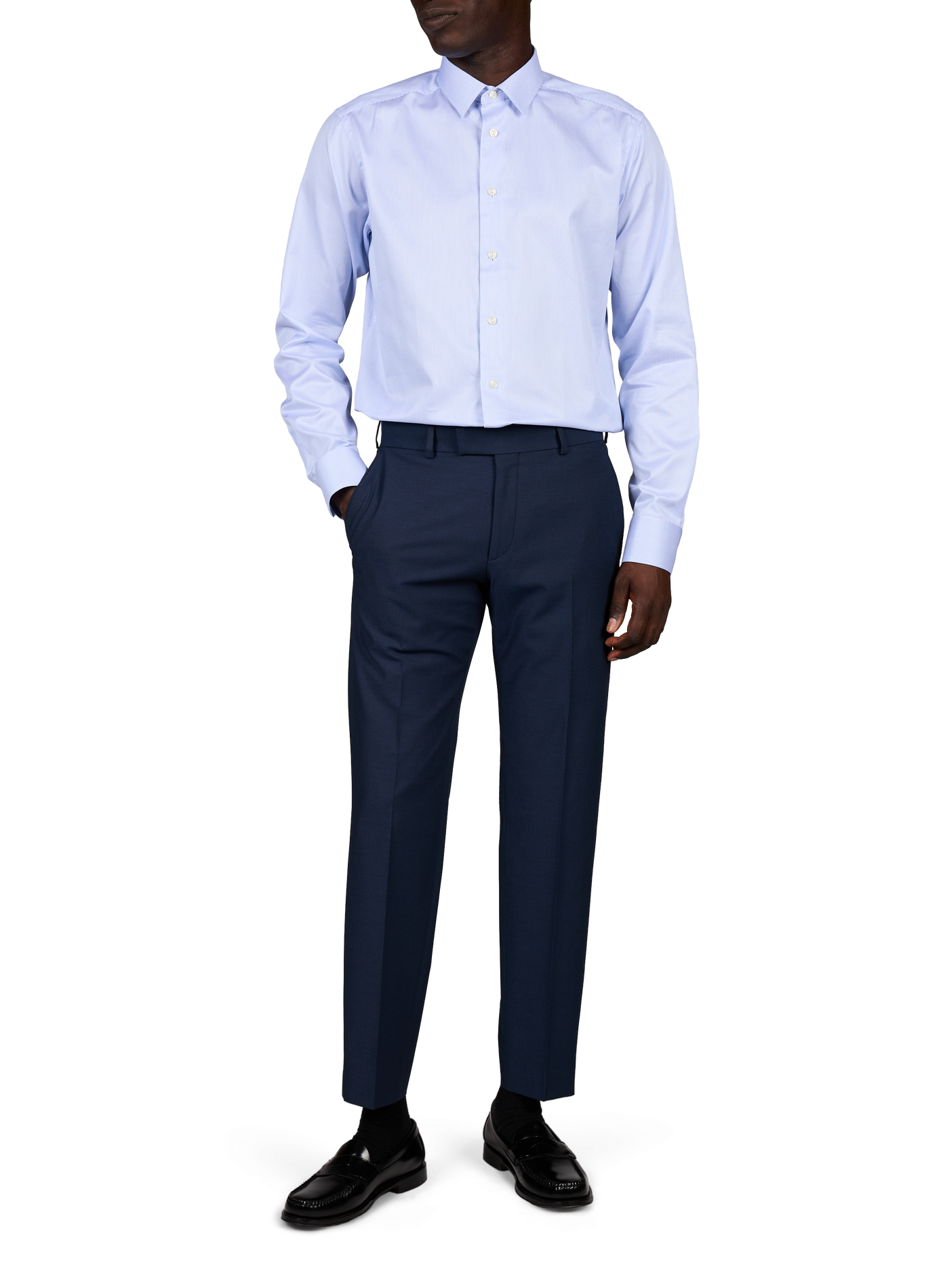 Chemise droite à rayures en coton ETON Bleu