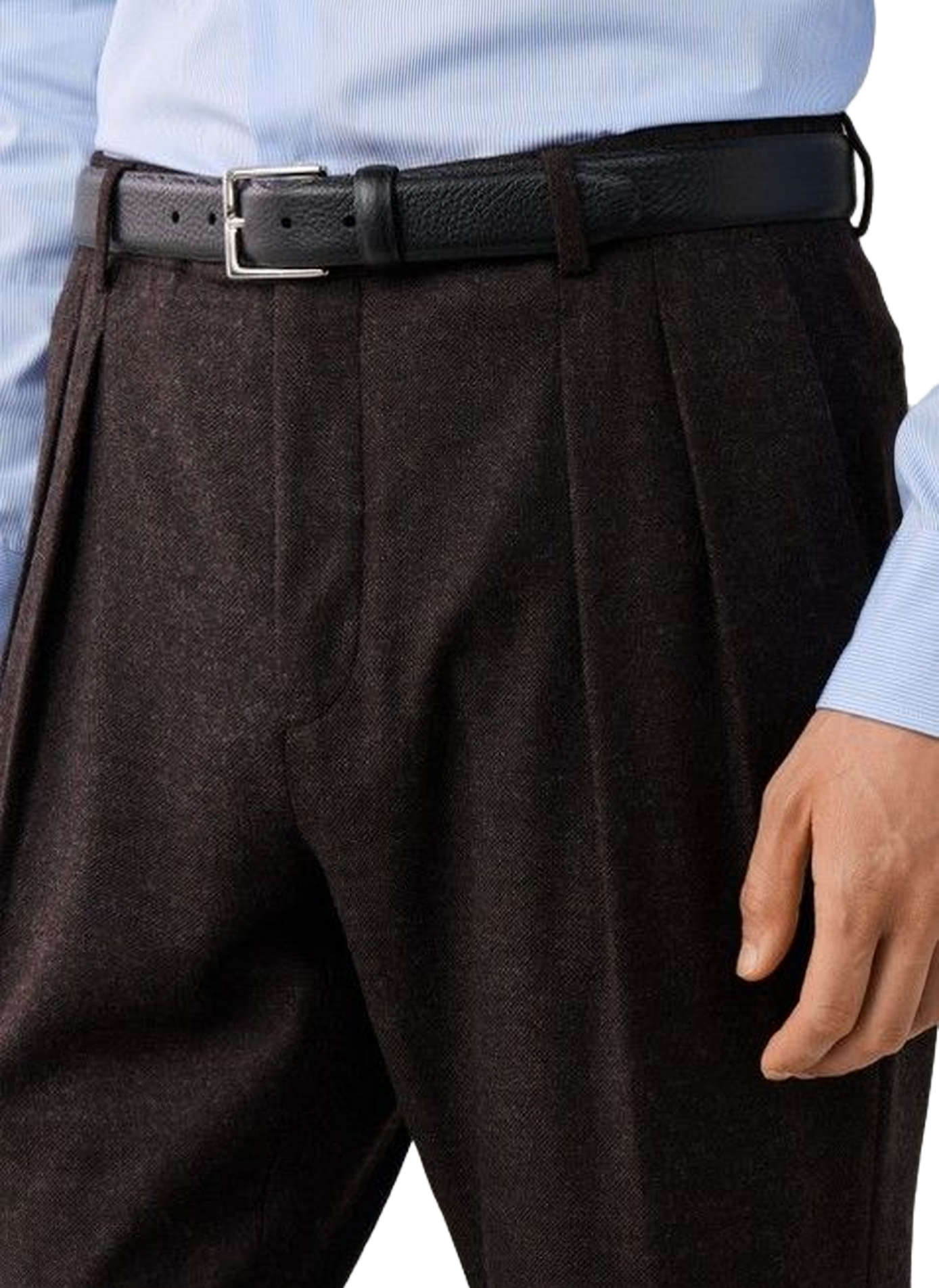 Pantalon à pinces droit uni HACKETT Marron