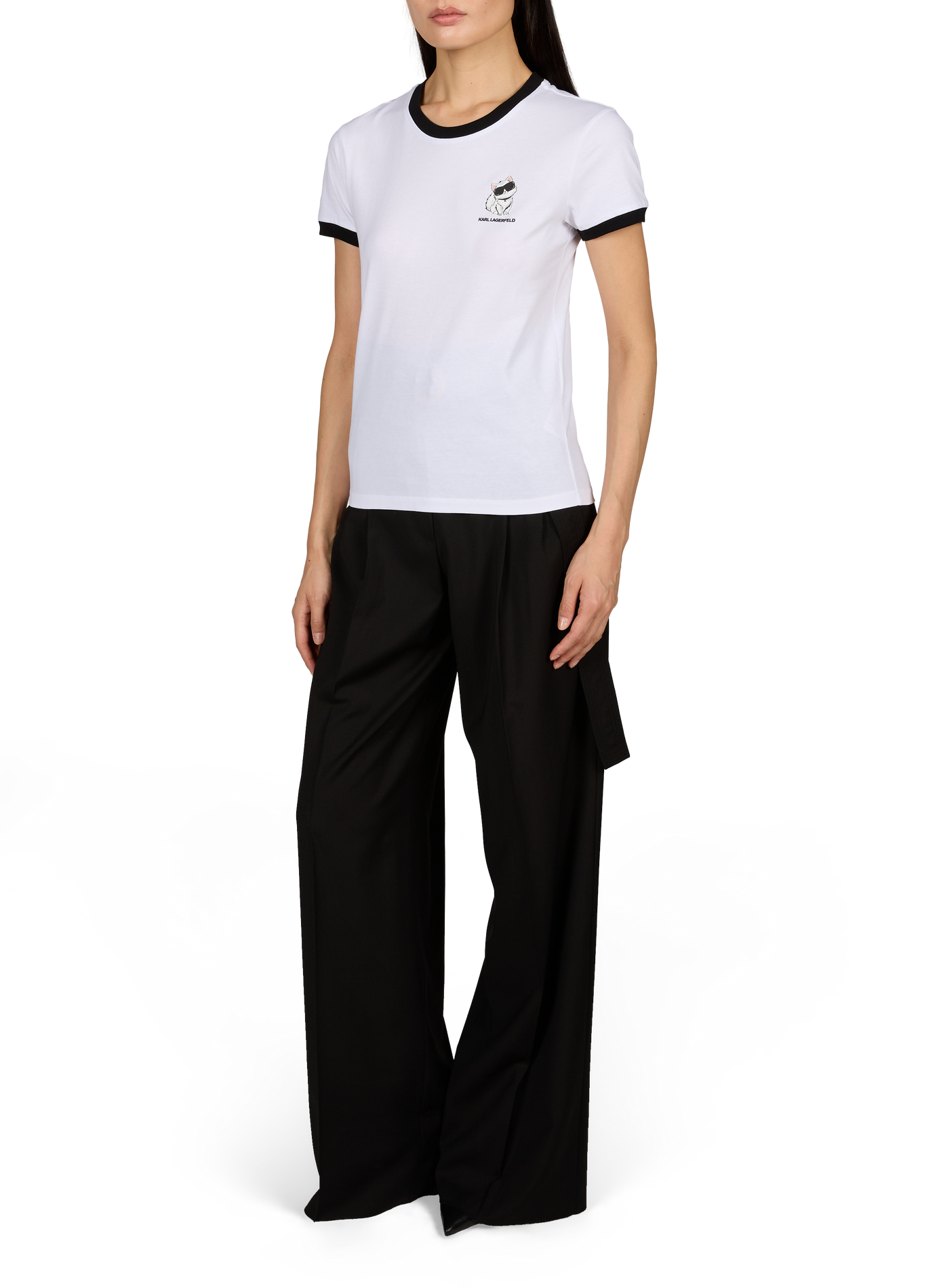 Round neck cotton t-shirt KARL LAGERFELD White