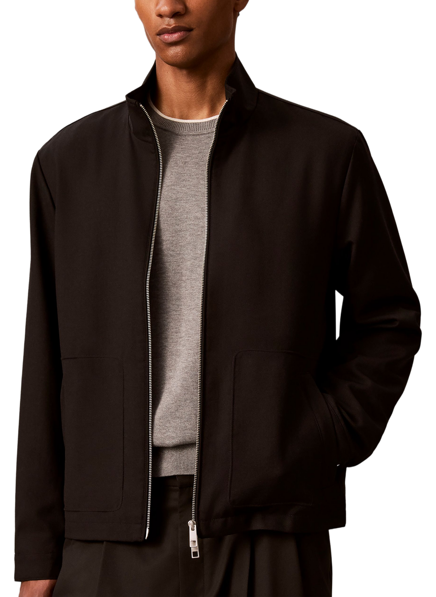 Blouson droit en laine mélangée CALVIN KLEIN Noir