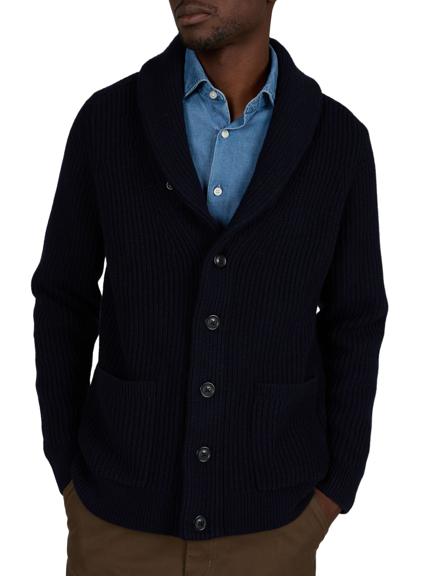 Gebreide wollen mix trui met knoopsluiting GANT Blauw