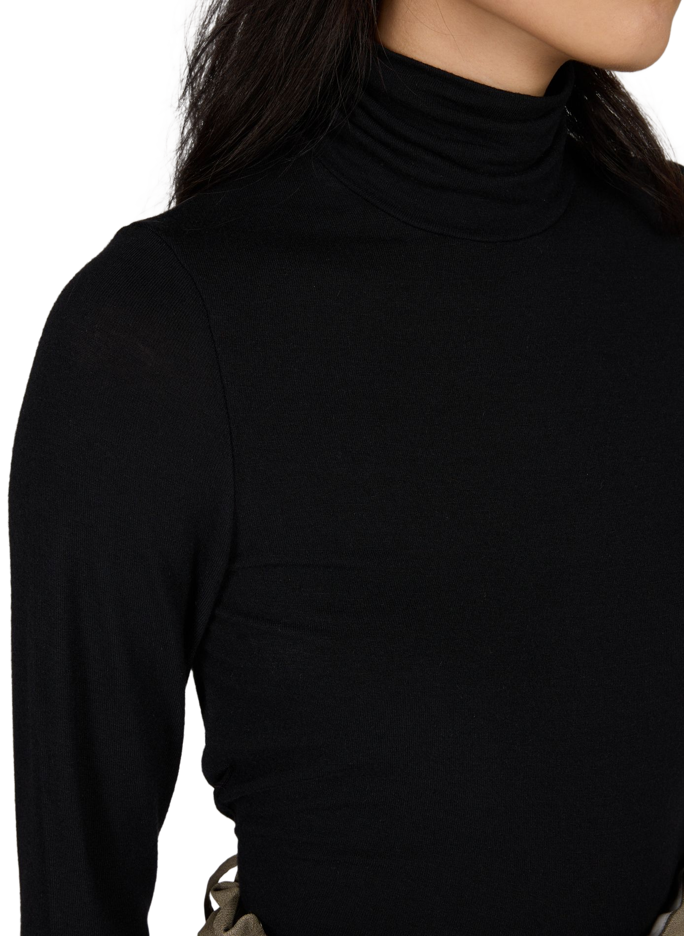 Rollkragenpullover in einfarbigem geradem Schnitt TELA Schwarz