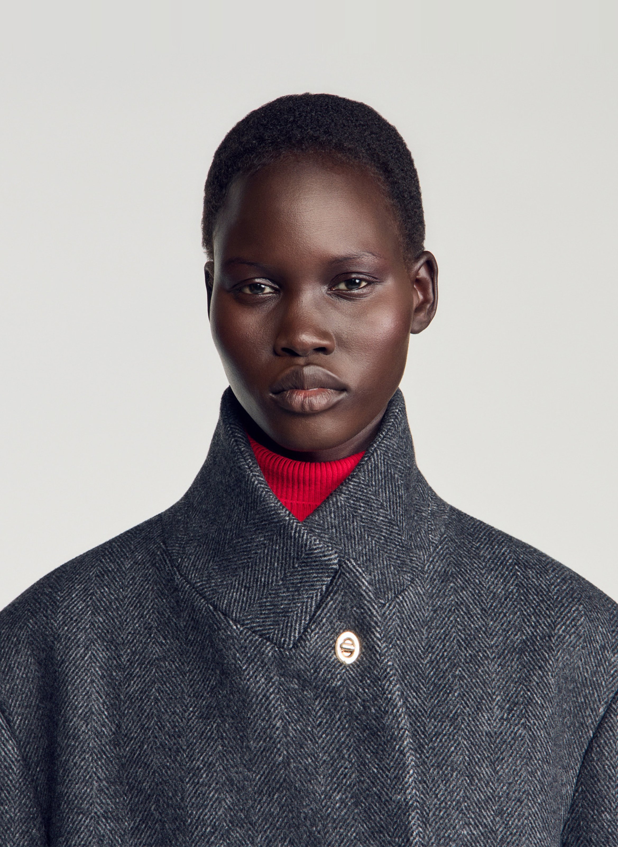 Manteau long oversize en laine mélangée SANDRO Gris
