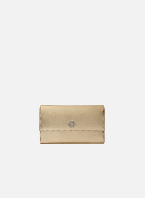 Pochette en cuir métallisé clover walk Doré by MAJE MAJE Pochette en cuir métallisé clover walk Doré