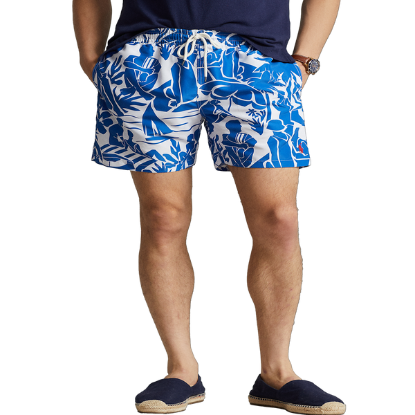Shop Polo Ralph Lauren Printed Swim Shorts In Blue