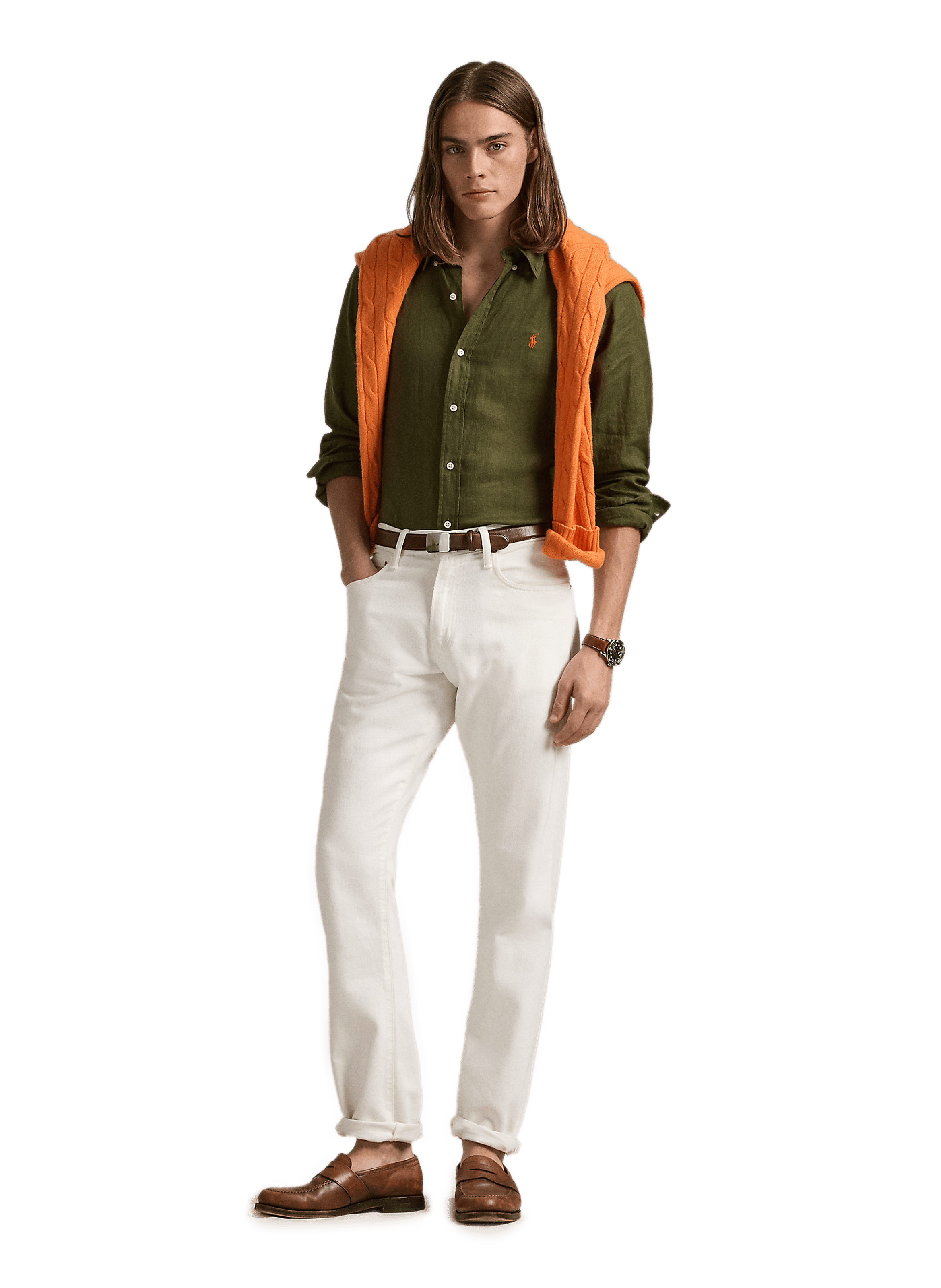 Chemise en lin POLO RALPH LAUREN Kaki