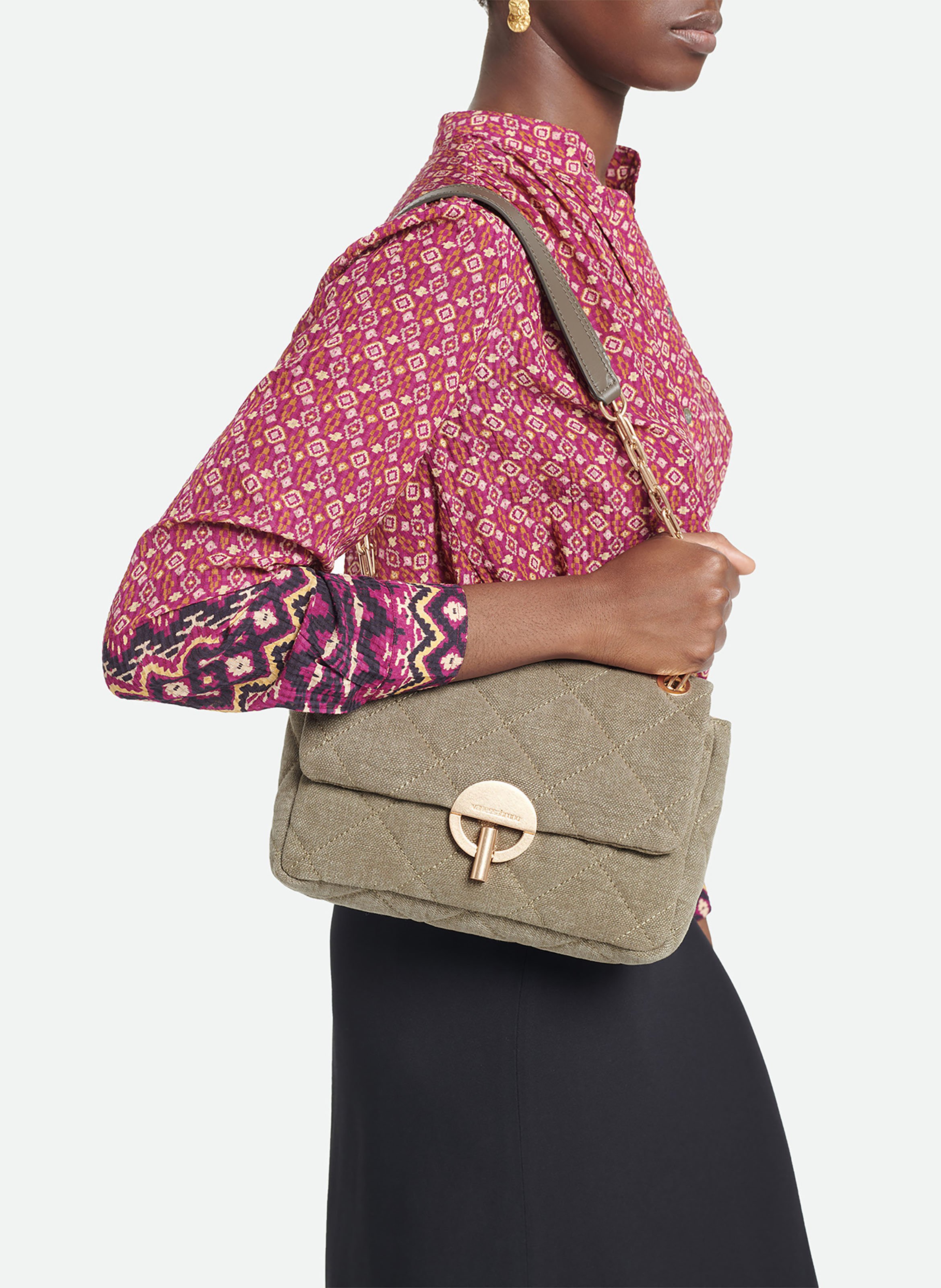Grand sac moon en lin VANESSA BRUNO Kaki