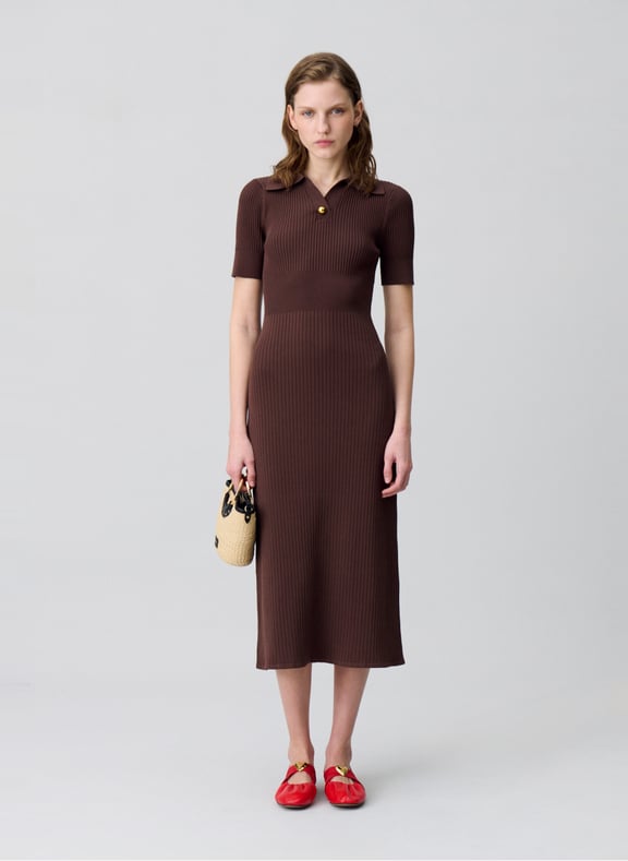 Robe longue en maille Marron by CLAUDIE PIERLOT CLAUDIE PIERLOT Robe longue en maille Marron