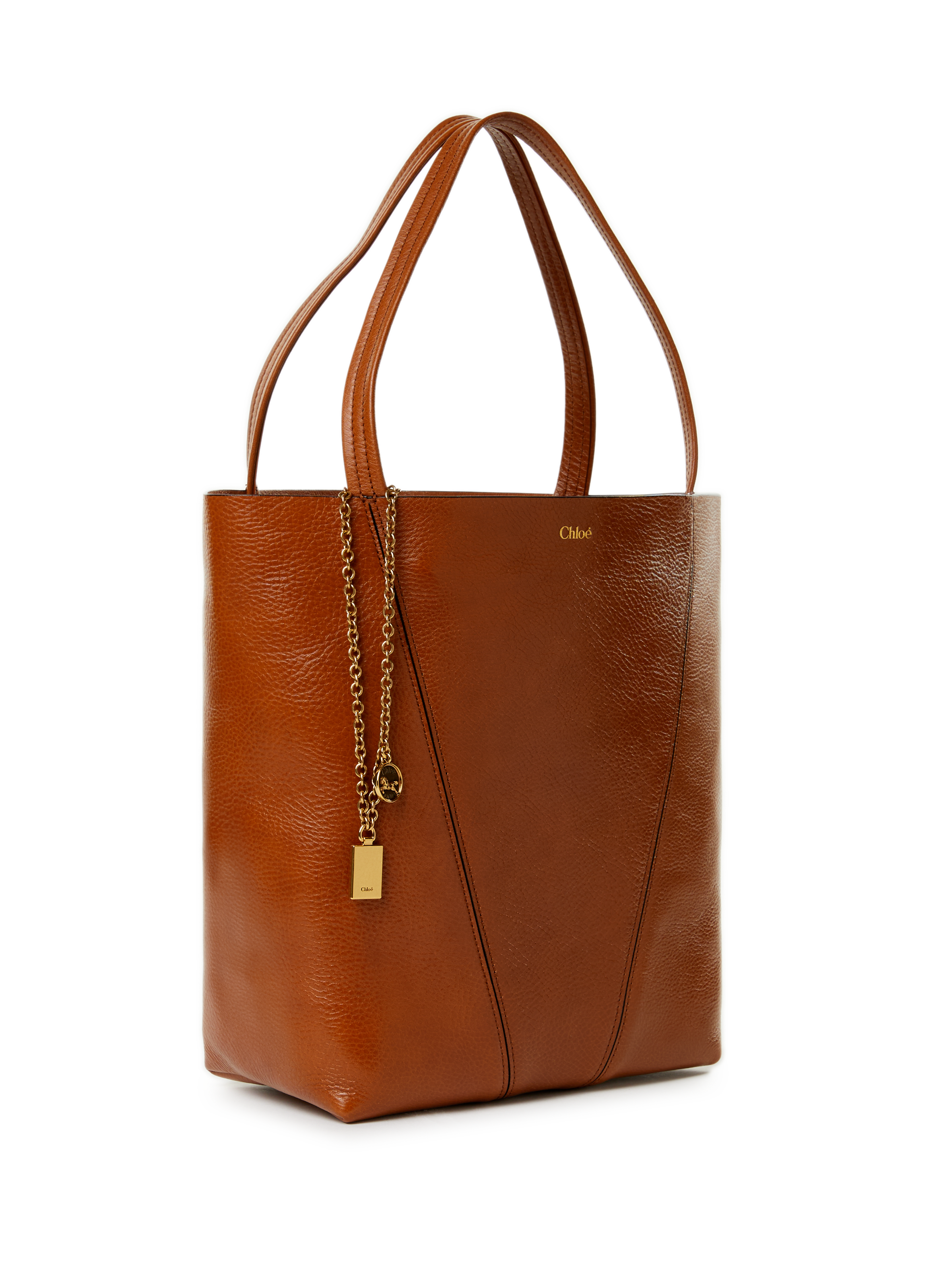 Sac cabas Spin medium en cuir grainé CHLOÉ Marron