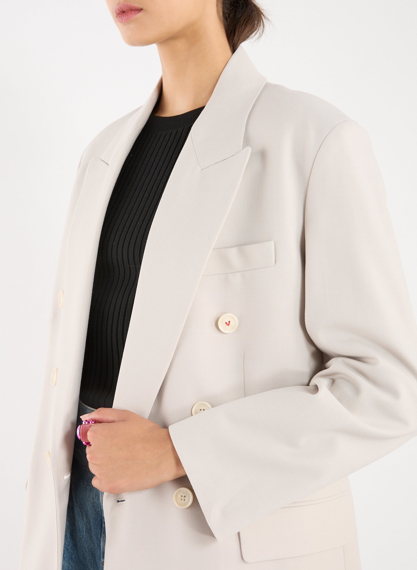 Fitted blended wool blazer VICTORIA BECKHAM Beige