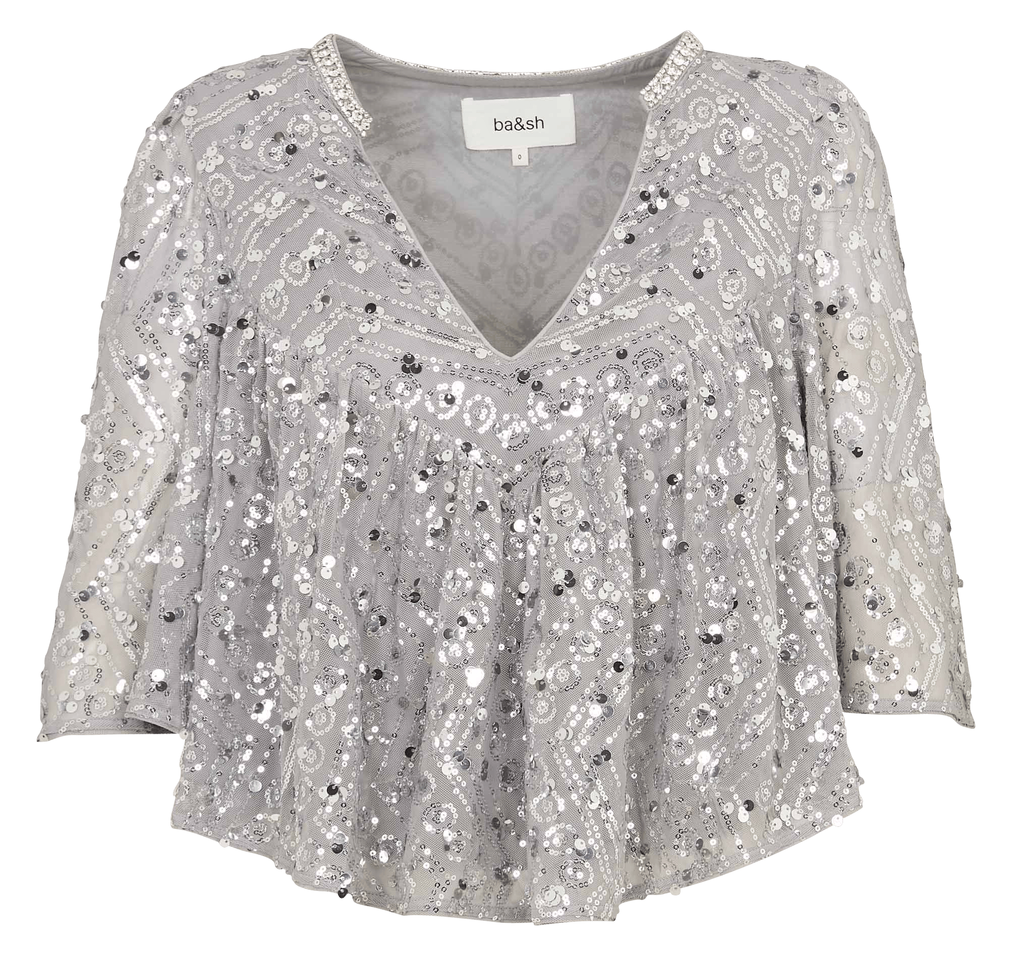 Top ample col v à sequins cara Argent
