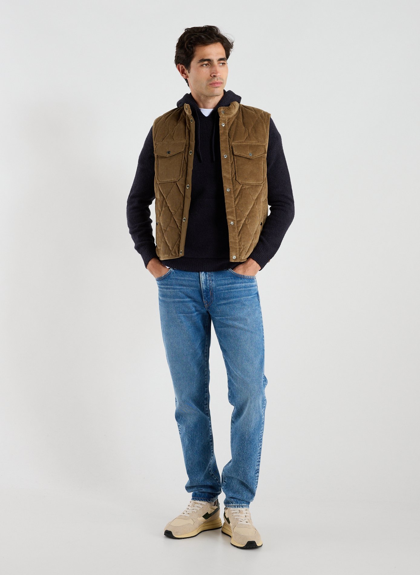 Sleeveless round neck cotton jacket WOOLRICH Brown