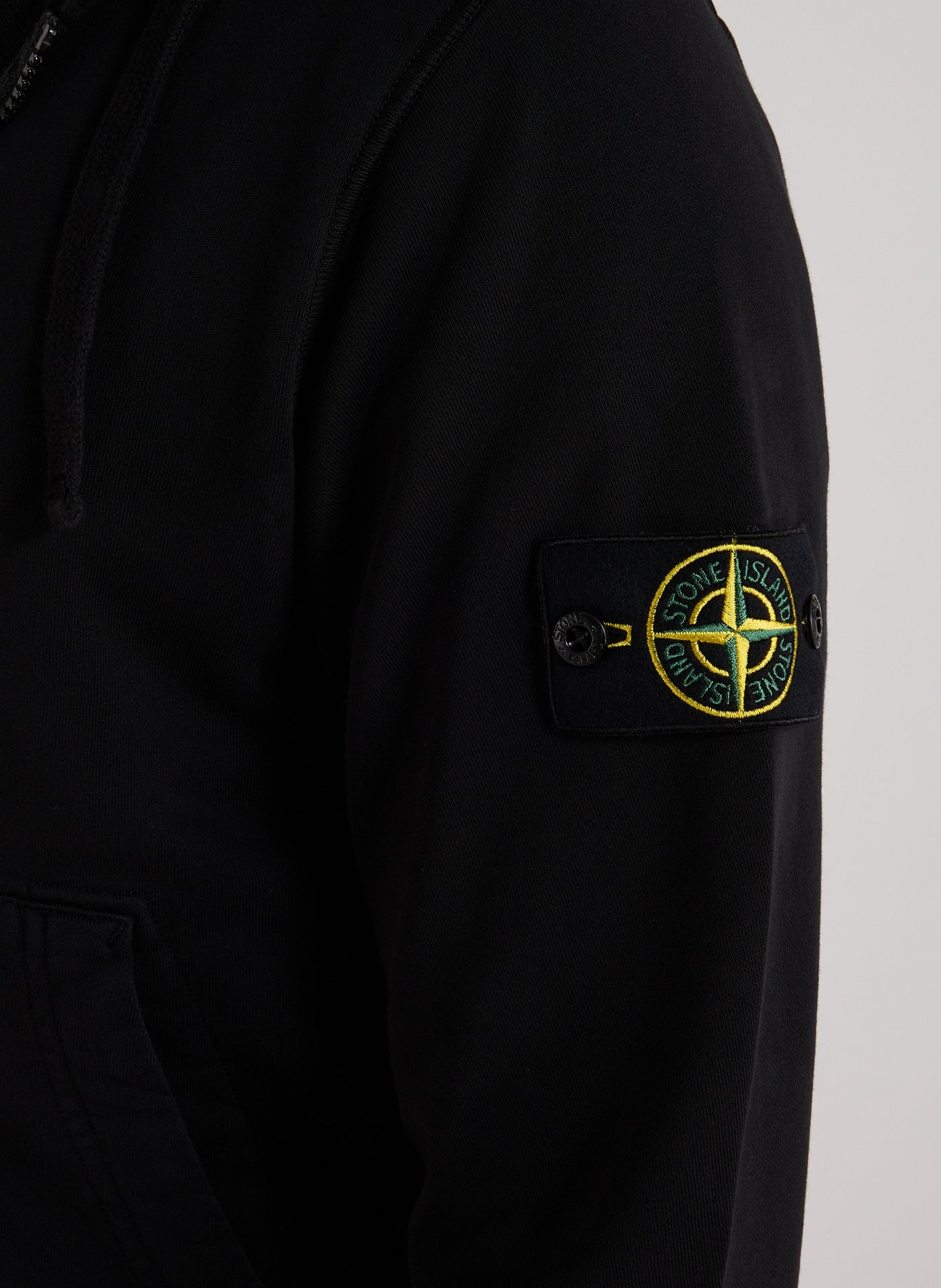 Zip-up hooded cotton sweatshirt STONE ISLAND Black