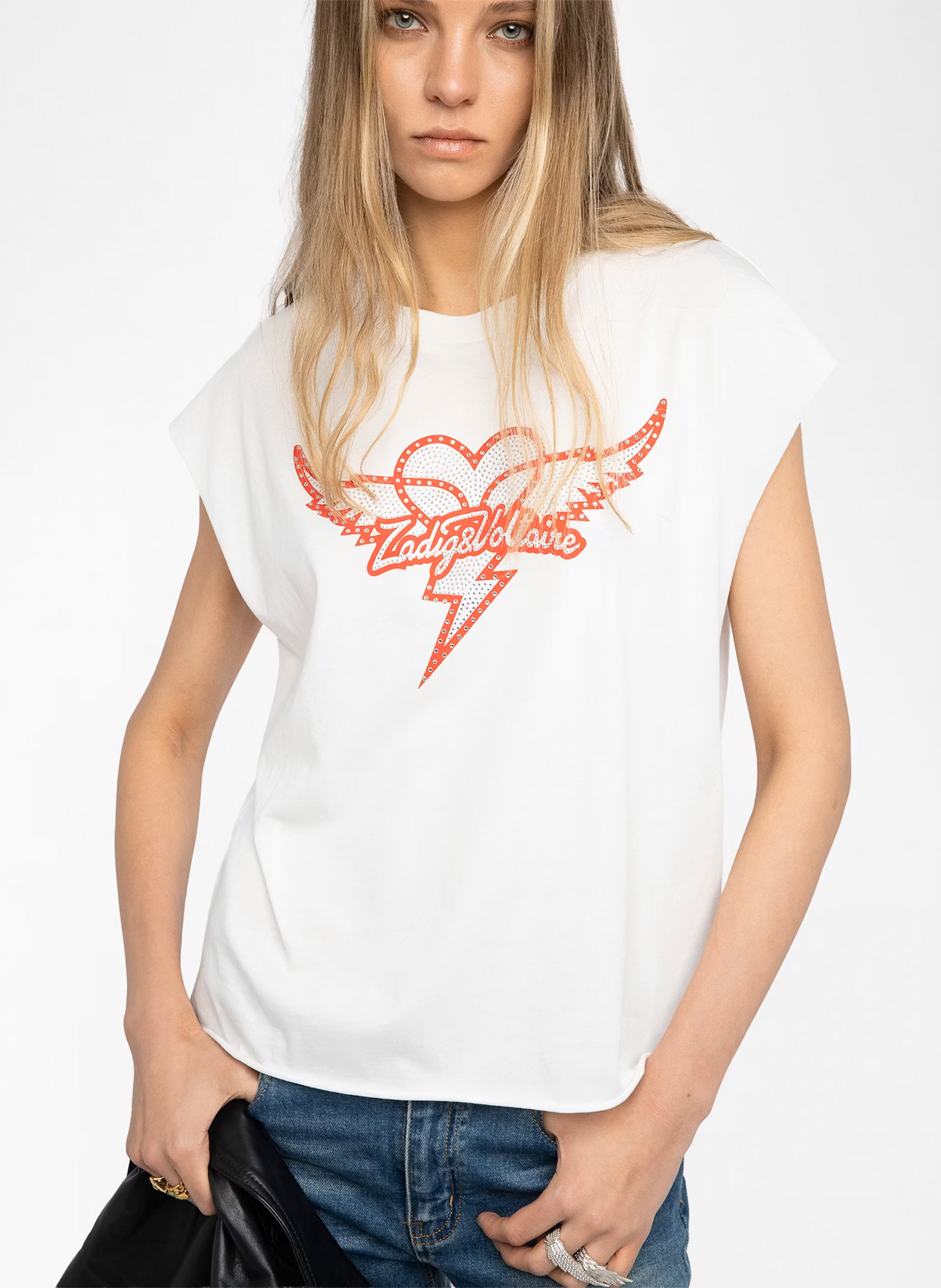 Tee-shirt col rond en coton cloe ZADIG&VOLTAIRE Blanc
