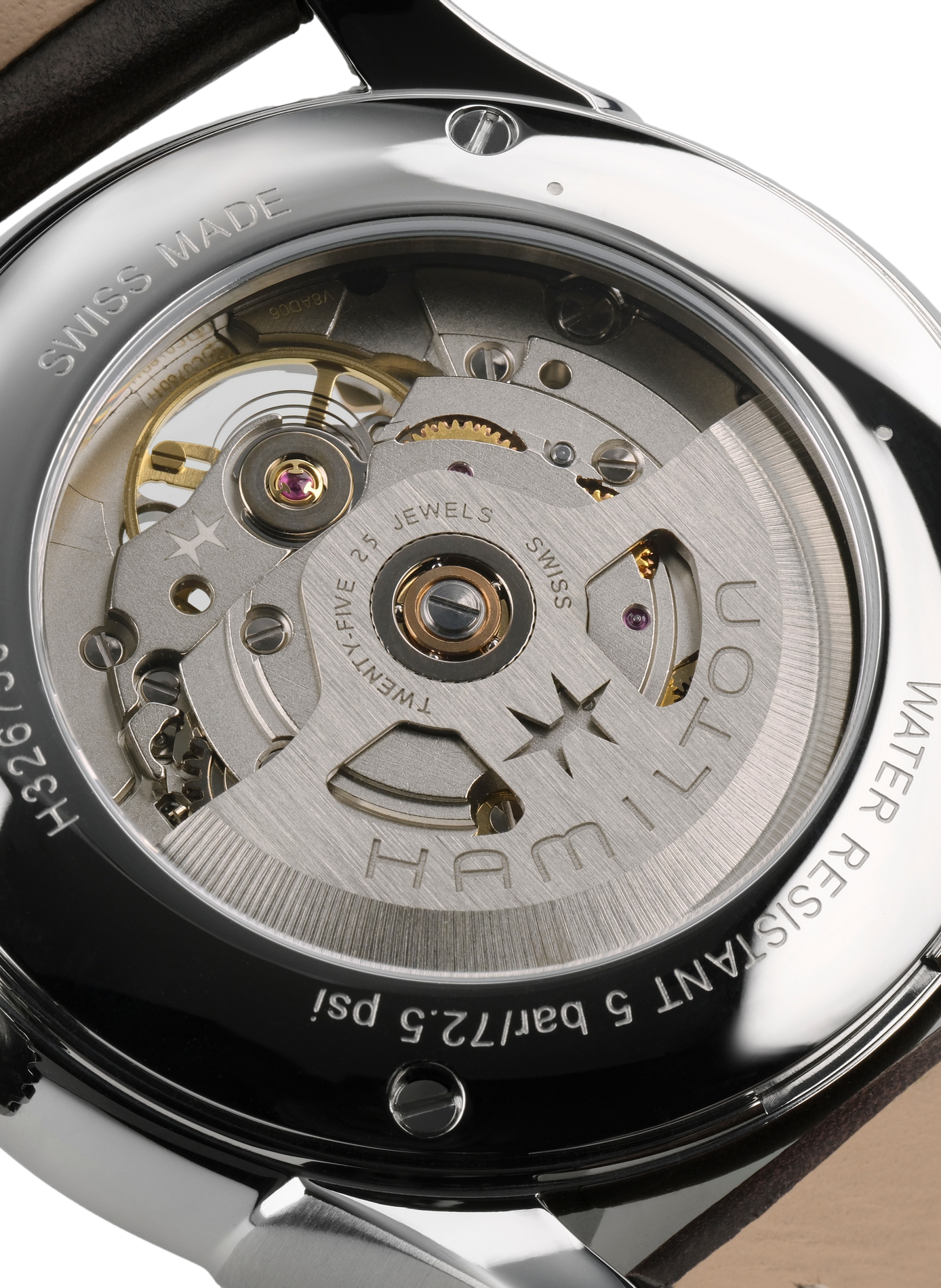 Montre automatique en cuir et acier inoxydable HAMILTON Blanc