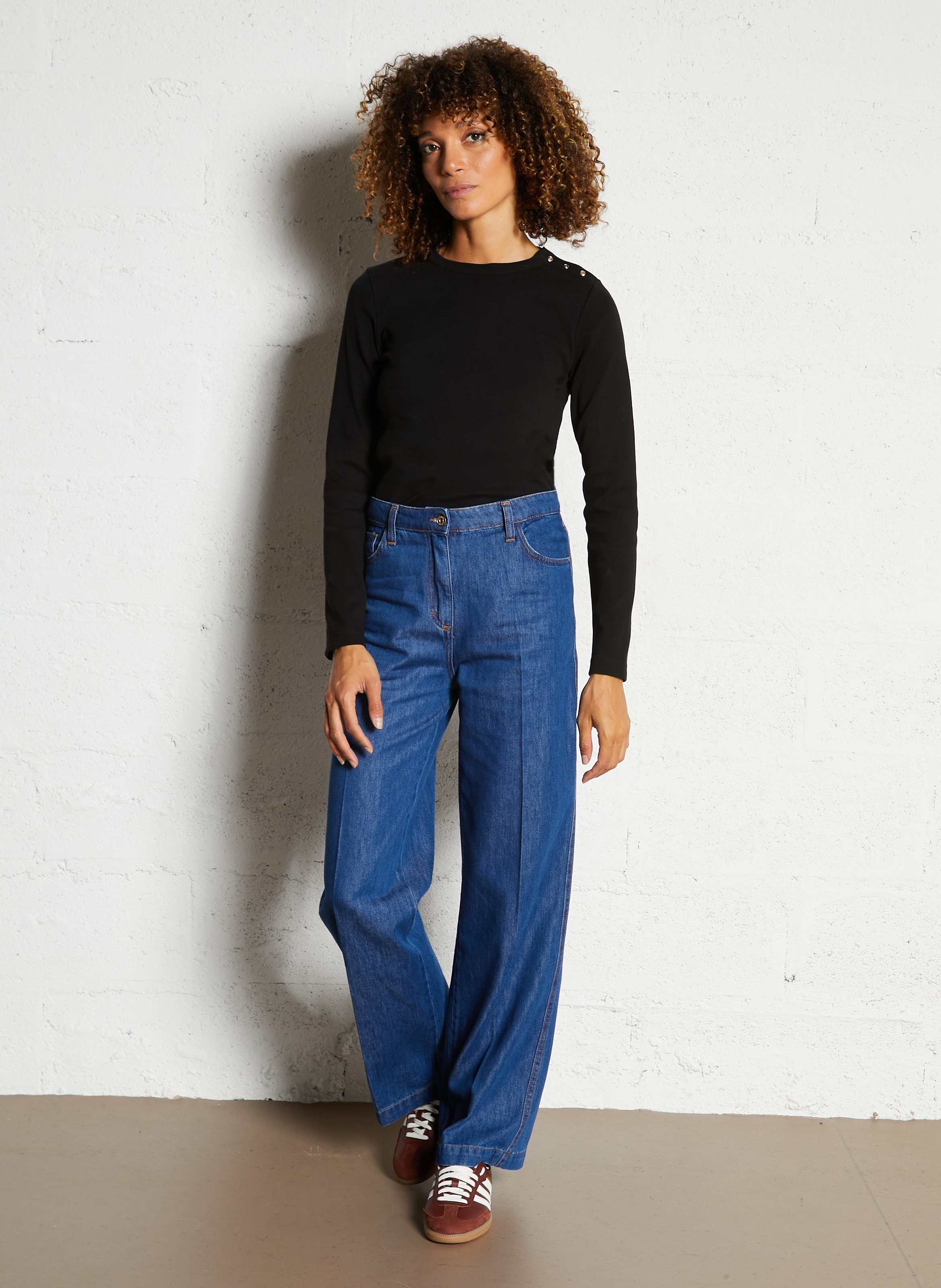 Tee-shirt droit col rond en coton mélangé ARMOR-LUX Noir