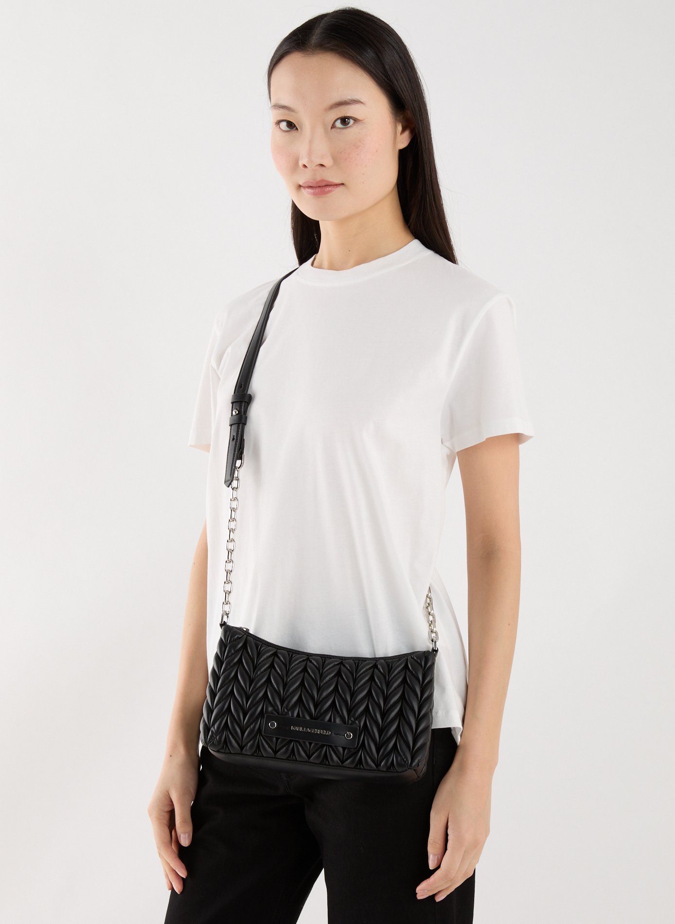 Quilted shoulder bag KARL LAGERFELD Black