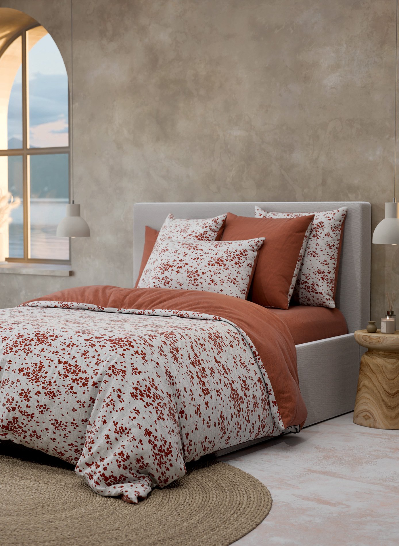 Pack housse de couette + taie(s) d'oreiller lodge ANNE DE SOLENE Rouge