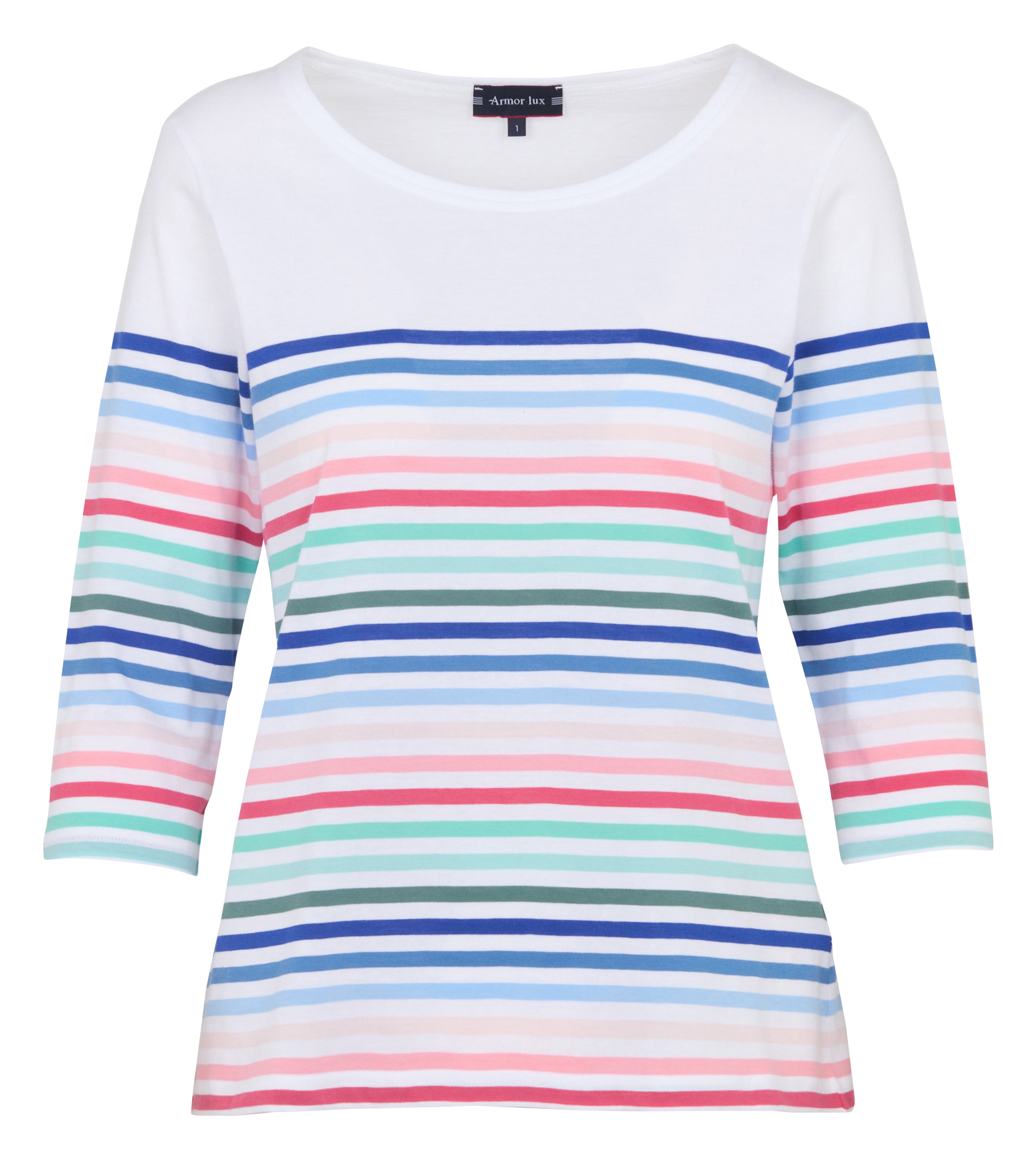 Tee-shirt droit col rond en coton ARMOR-LUX Blanc